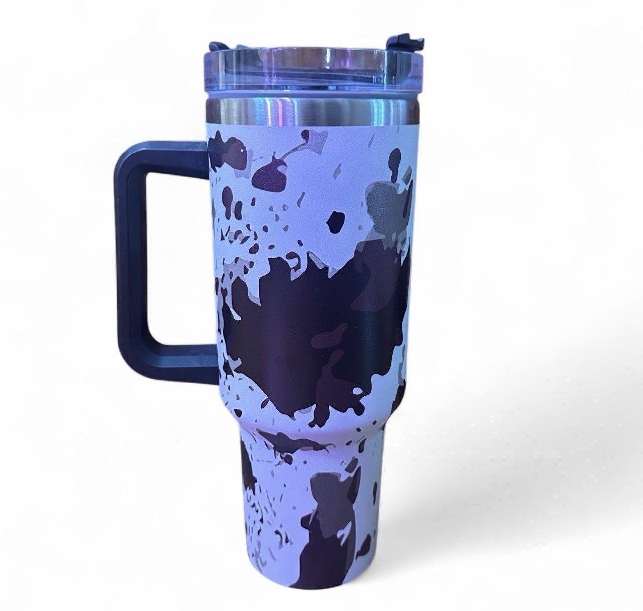 Cow print Tumbler With handle Stainless Steel Tumbler With Lid