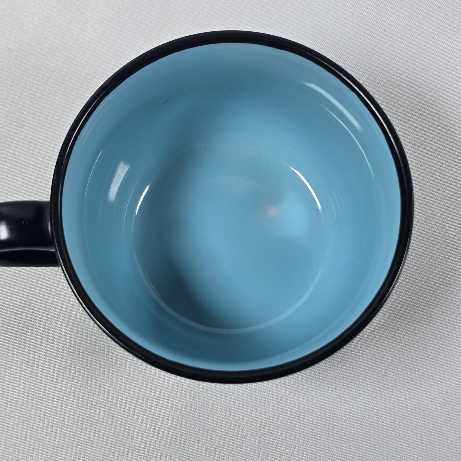 Century Stoneware Black Blue Polka Dot Ceramic Coffee Mug Cup