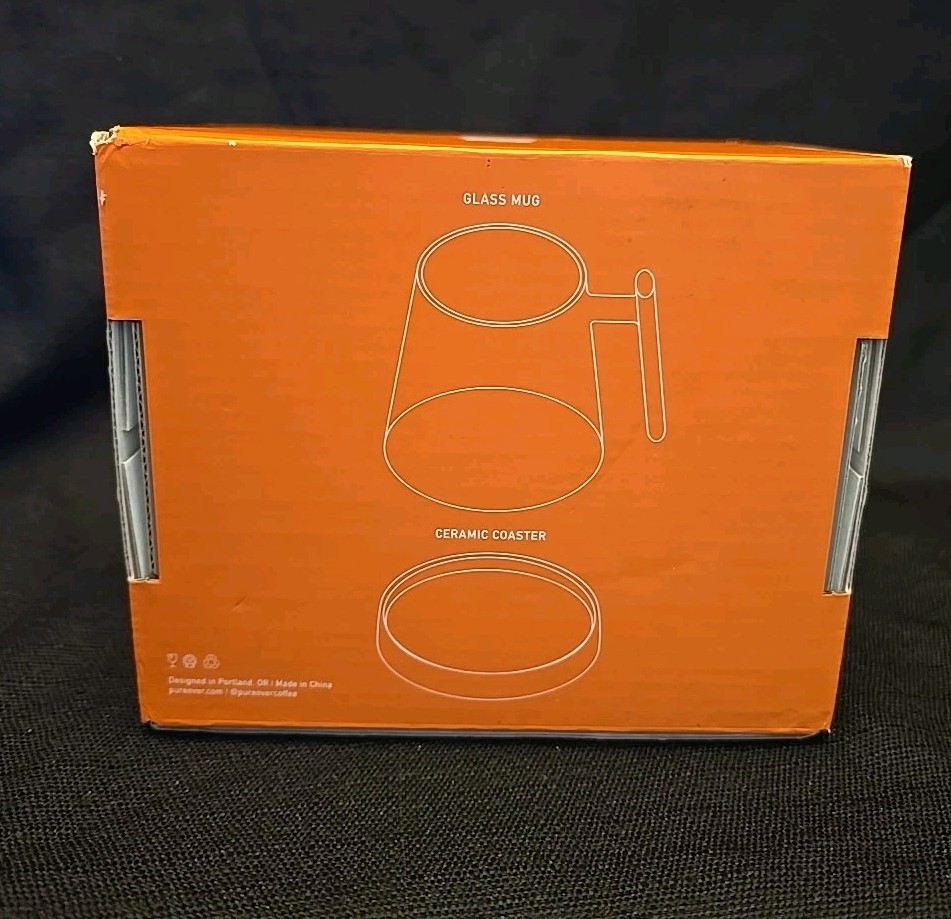 New Signature Borosilicate Glass Mug Holds 14 Oz Includes Ceramic Black Coaster