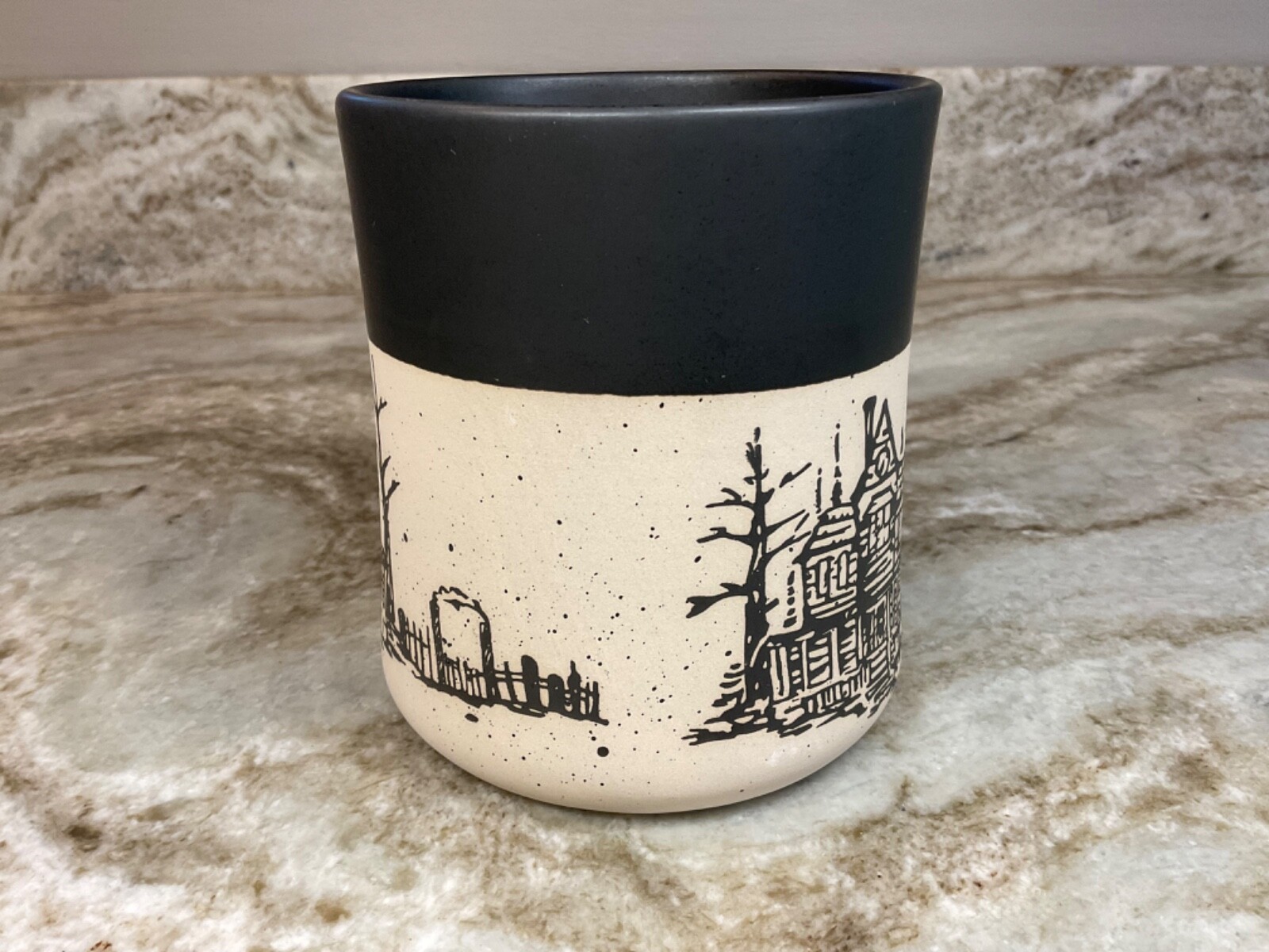 Large Coffee Mug Halloween Scary Haunted House. Cobwebs & Cauldrons New