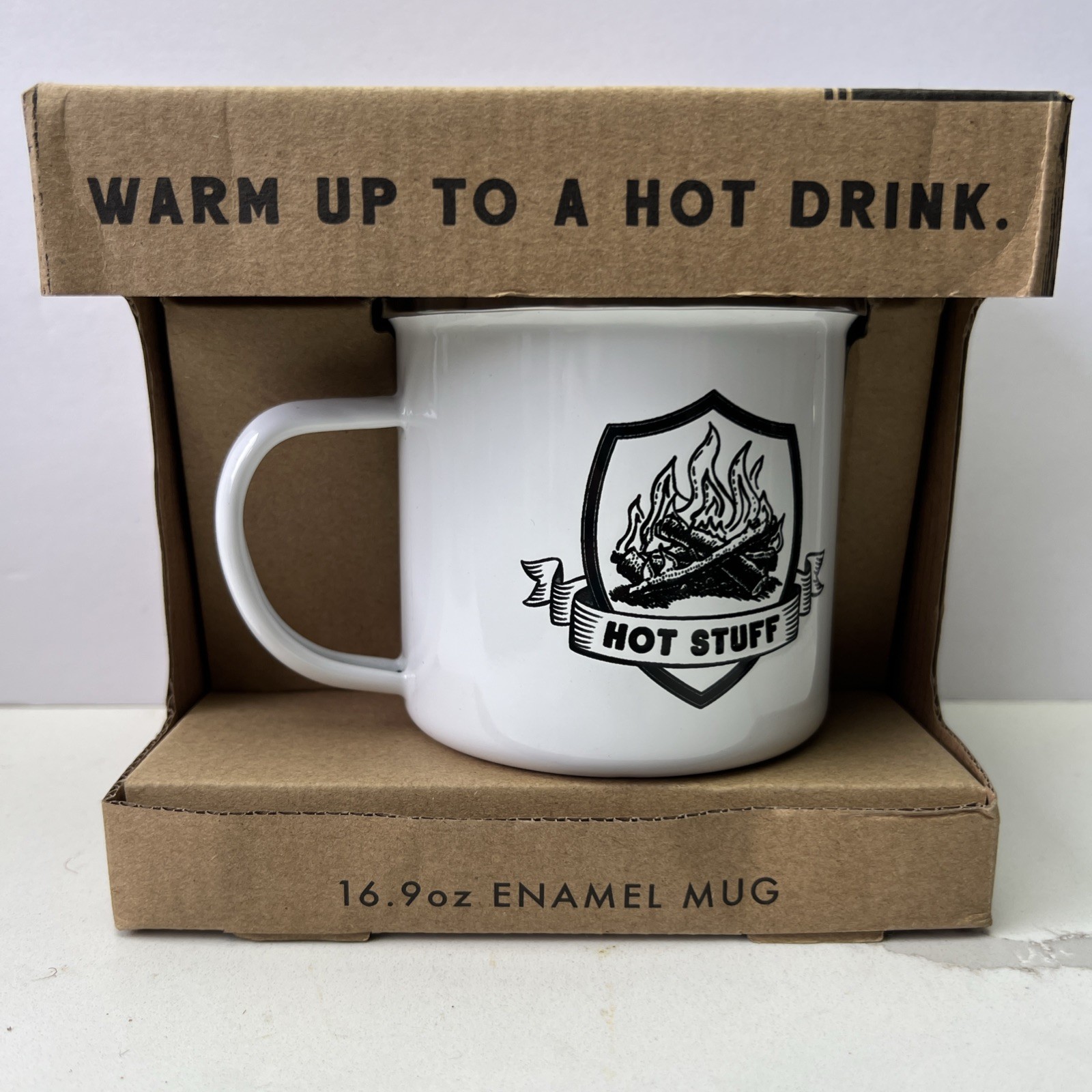 Molly & Rex Enamel “Hot Stuff” Stainless Rimmed Mug Father’s Day Firefighter