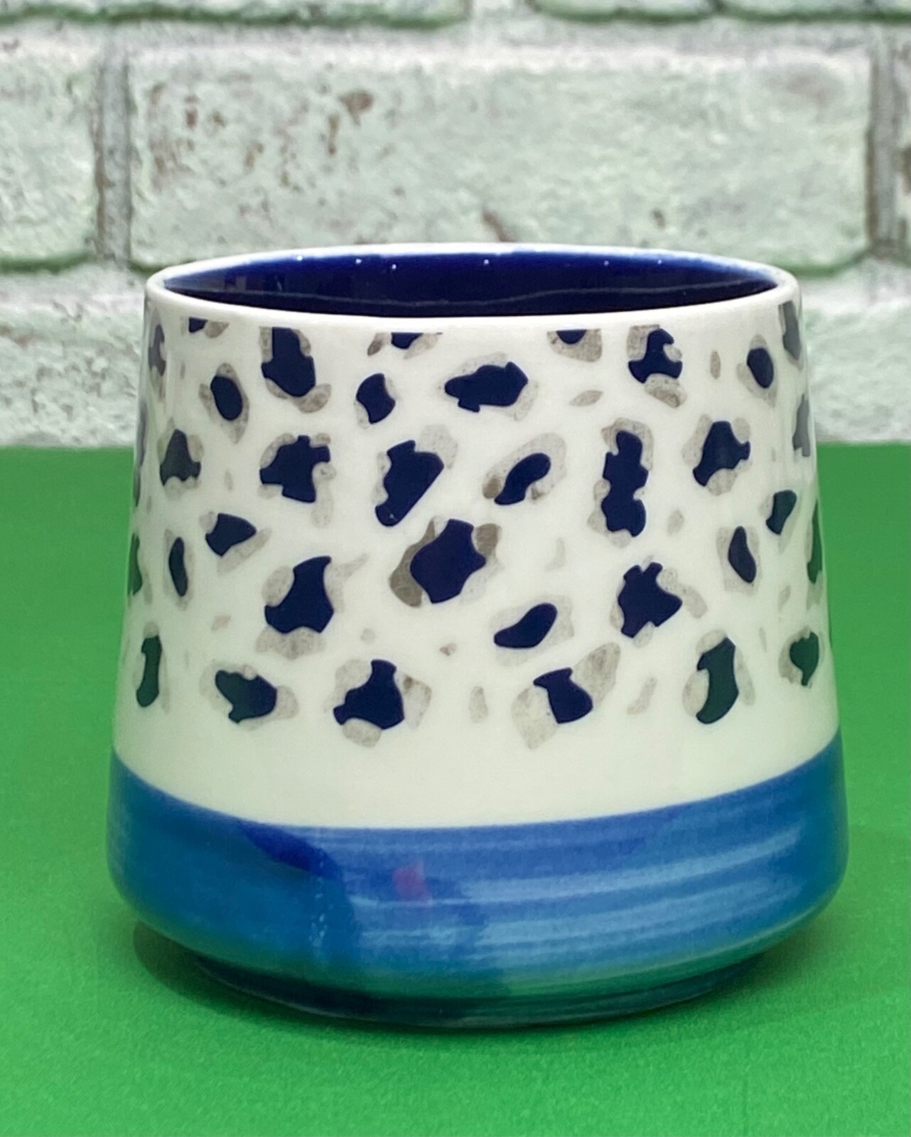 Sheffield Home Ceramic Cobalt Blue Leopard Print Coffee Mug 16 oz Hot Coco Cup