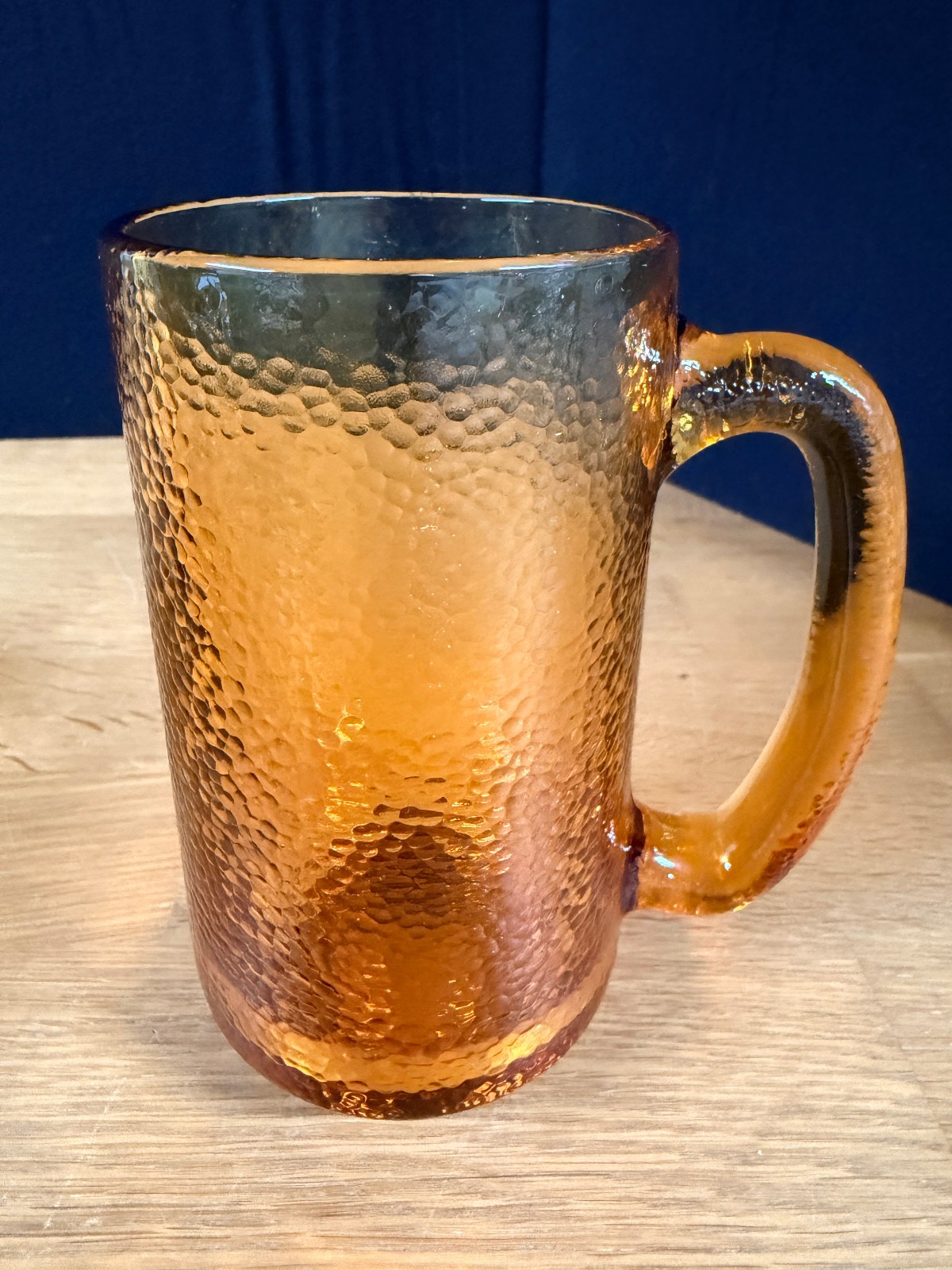 6 VTG 70s Pebble Ripple Texture Glass Drinking Tankard Mugs 3 Amber 3 Green 12oz