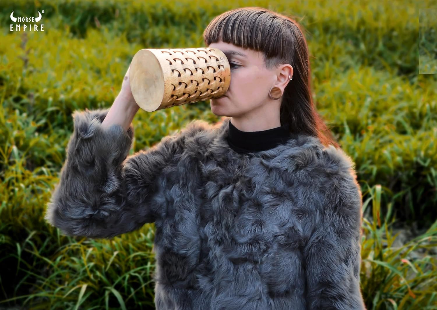 Premium Wooden Beer Mug 20Oz Chainmail Pattern 100% Handcrafted Beer Stein Wine