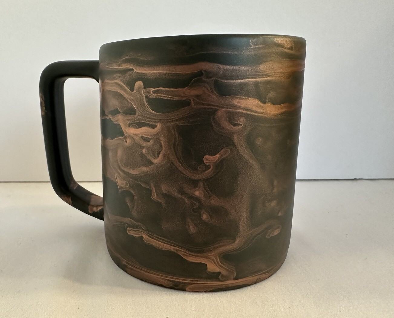 Coffee Mug Starbucks 12 oz Green with Copper Swirl Never Used 2022