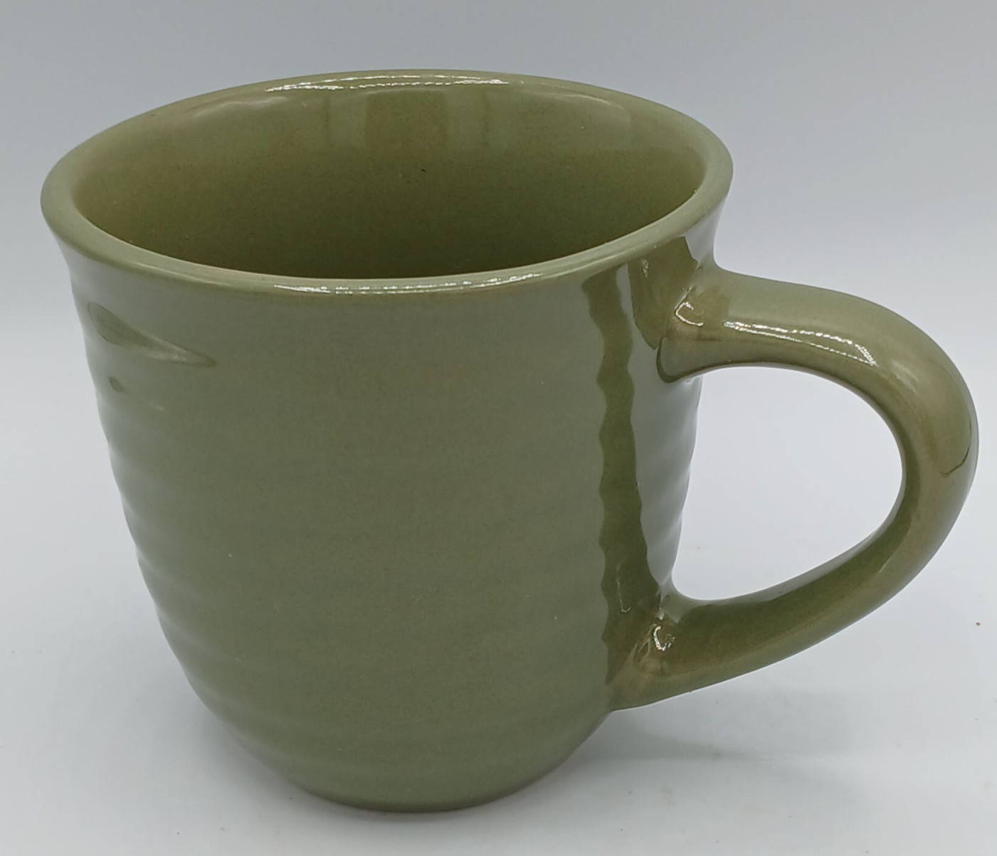 Home Trends Sage Green Ribbed Coffee Mug 12 oz Stoneware