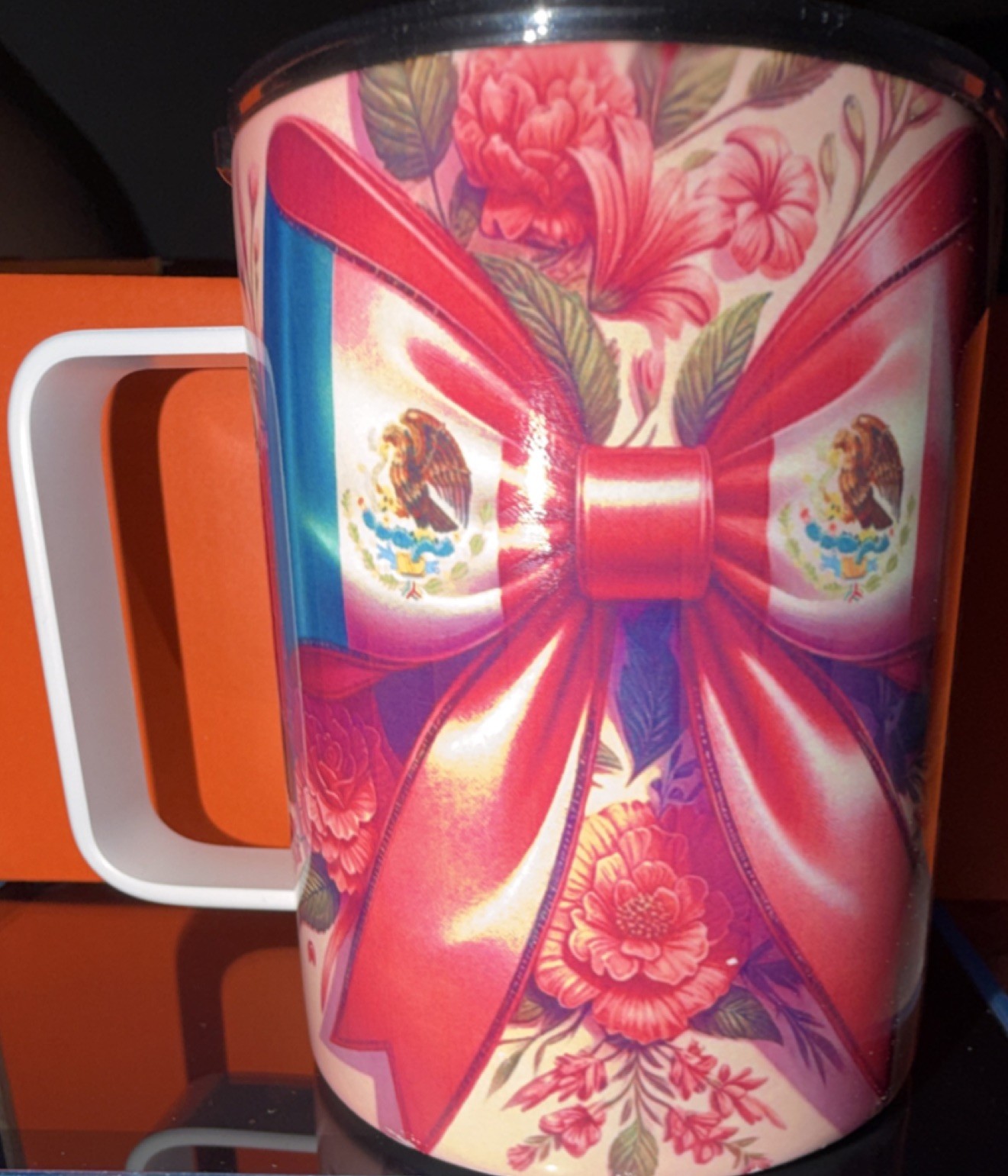 Multicolor Bow Floral Coffee Mug Decorated Novelty Round