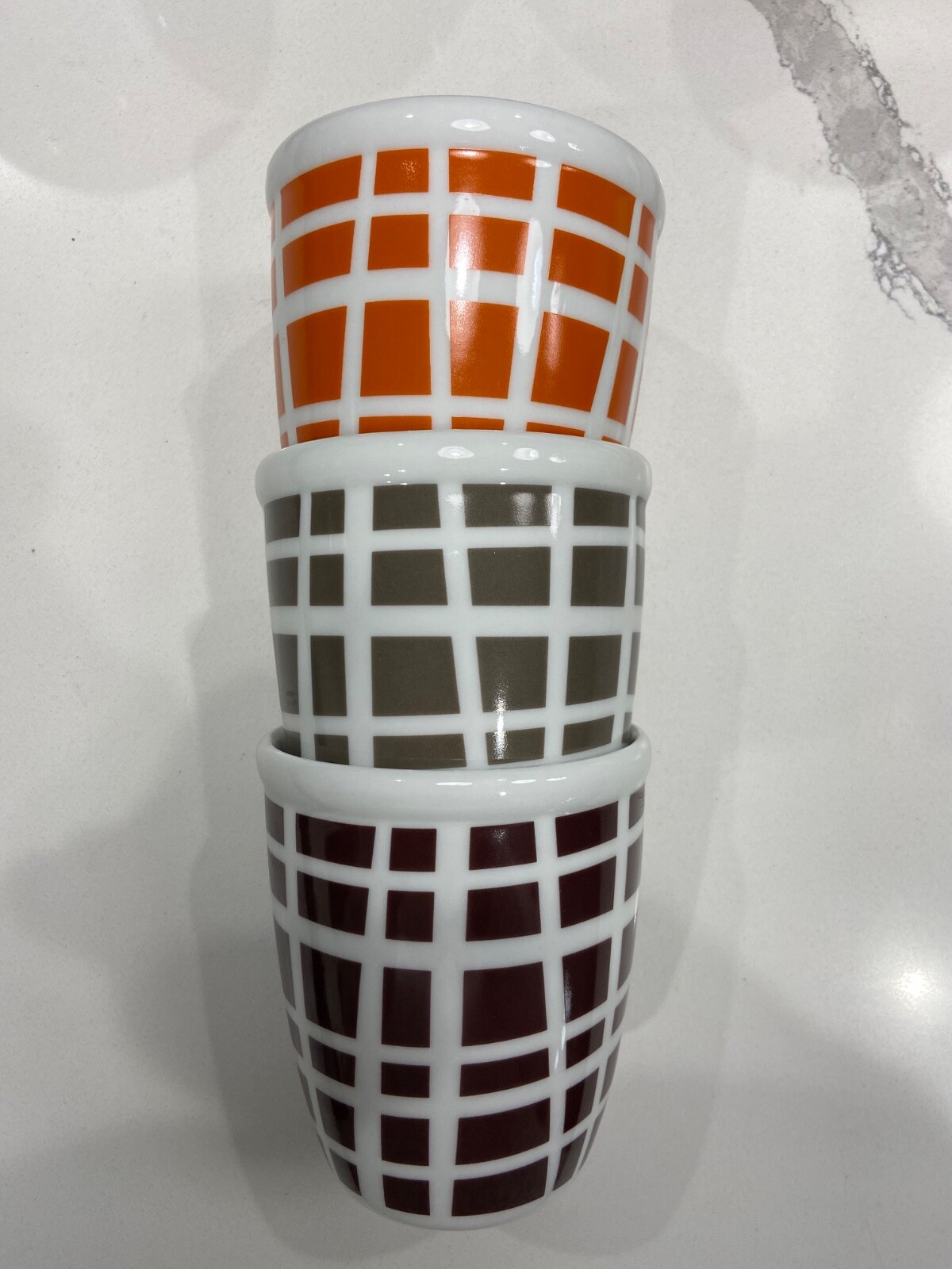 VINTAGE BODUM COFEE CUPS / SET OF 6 / CHOCOLATE, GRAY & ORANGE / RARE FIND!