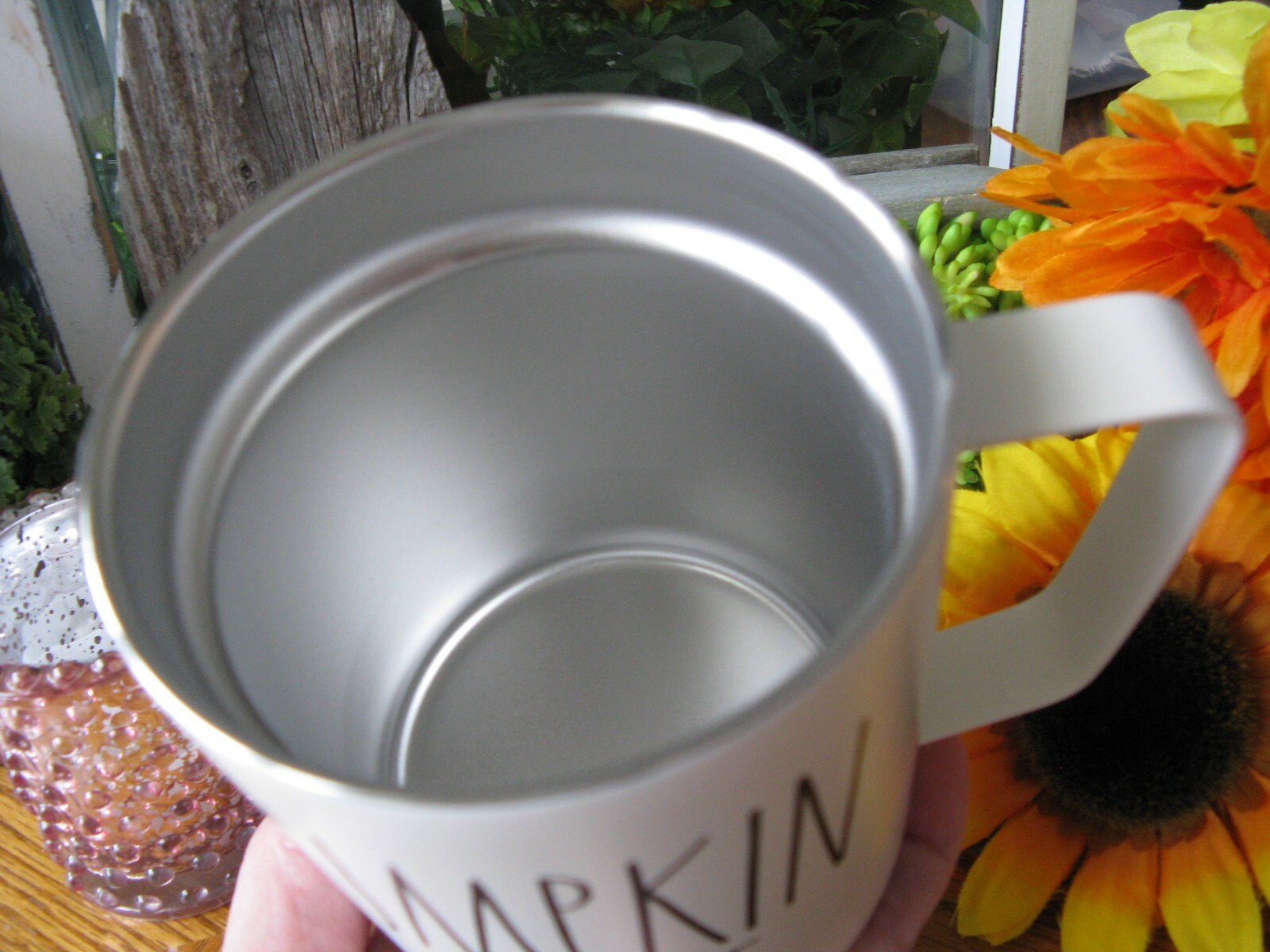 New Rae Dunn Autumn Fall Halloween PUMPKIN SPICE Metal Coffee Mug Cup 12oz