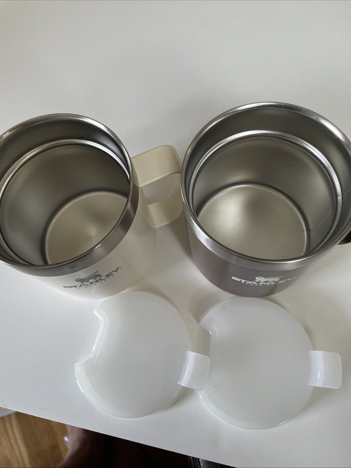 2 Stanley 12oz Camp Mug White Vacuum Insulated Travel Coffee Mugs With Lids