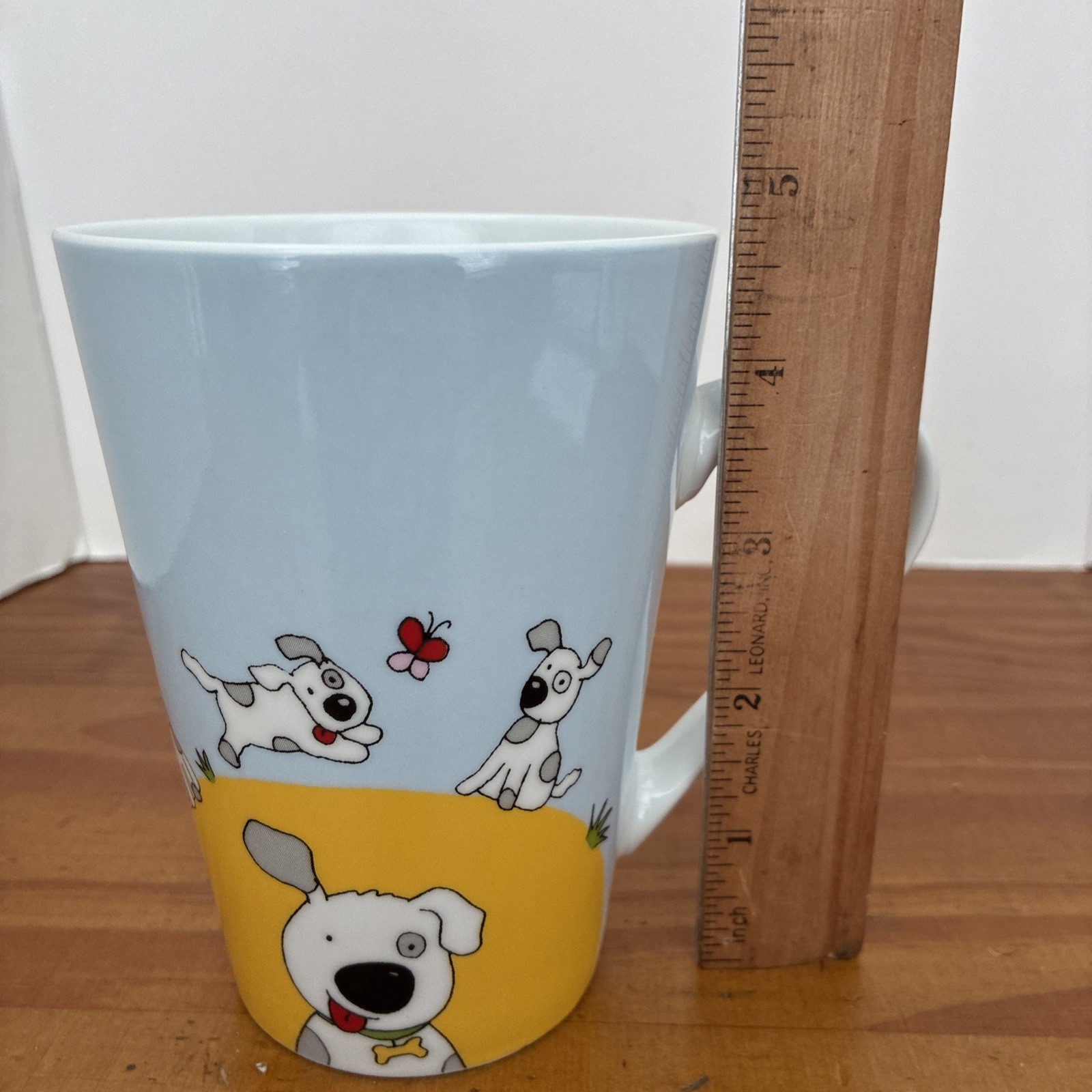 Konitz Germany Globetrotter Happy Dog Mug Puppy Coffee Tea Cup 14oz Butterflies