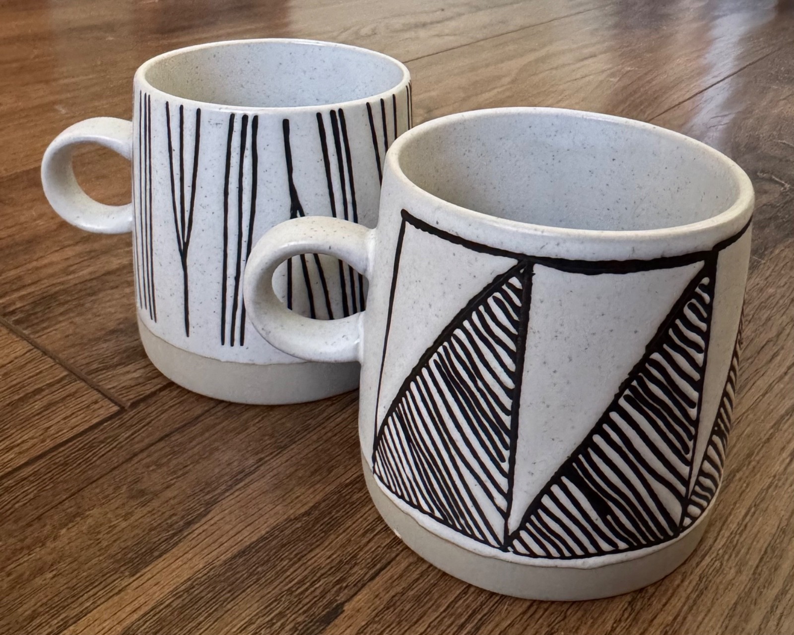 Bloomingville Stoneware Coffee Cups Mugs | Set of 4 | Mid-Century Modern / Boho
