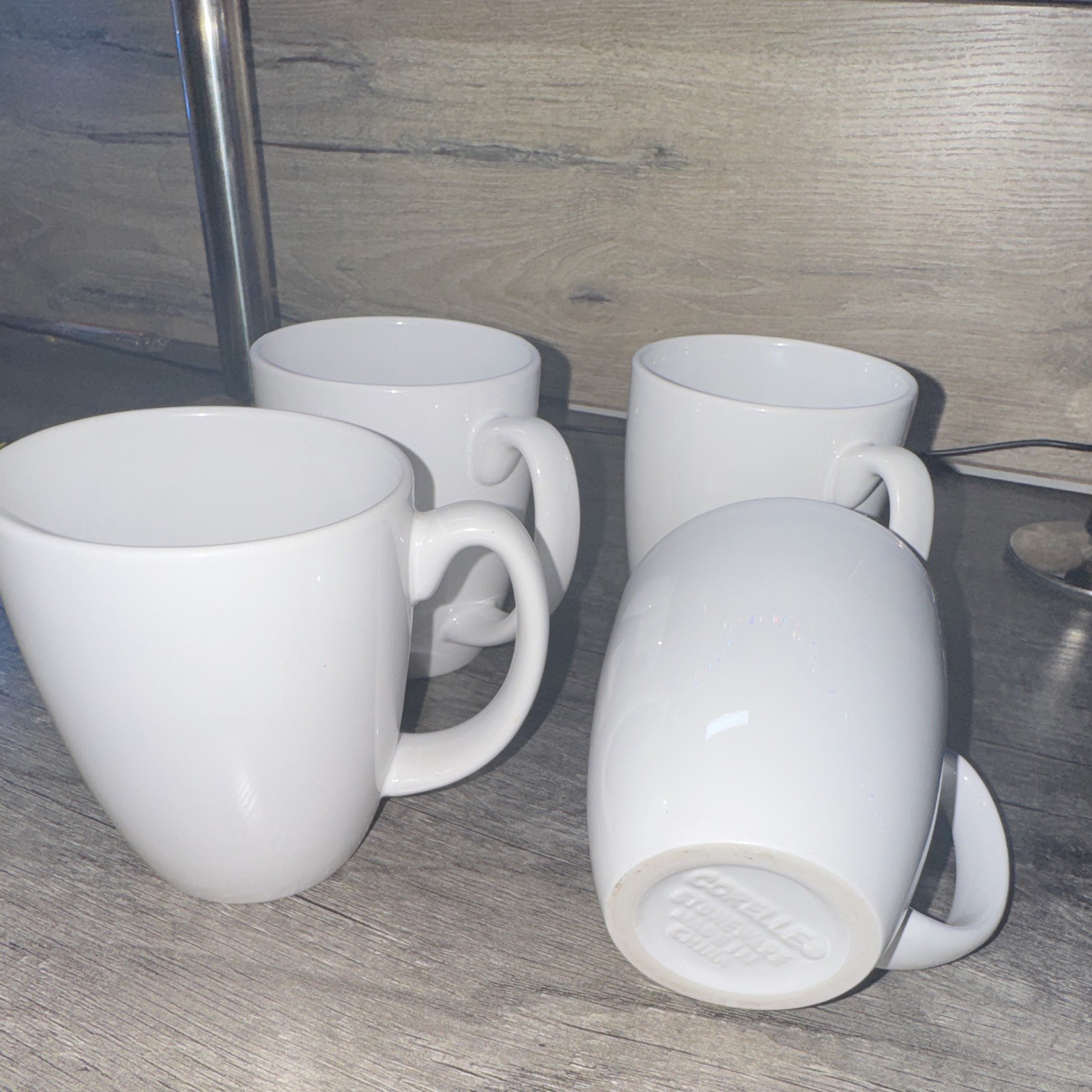 Corelle Stackable White Ceramic Coffee Mugs 12 oz Set of 4 Contemporary