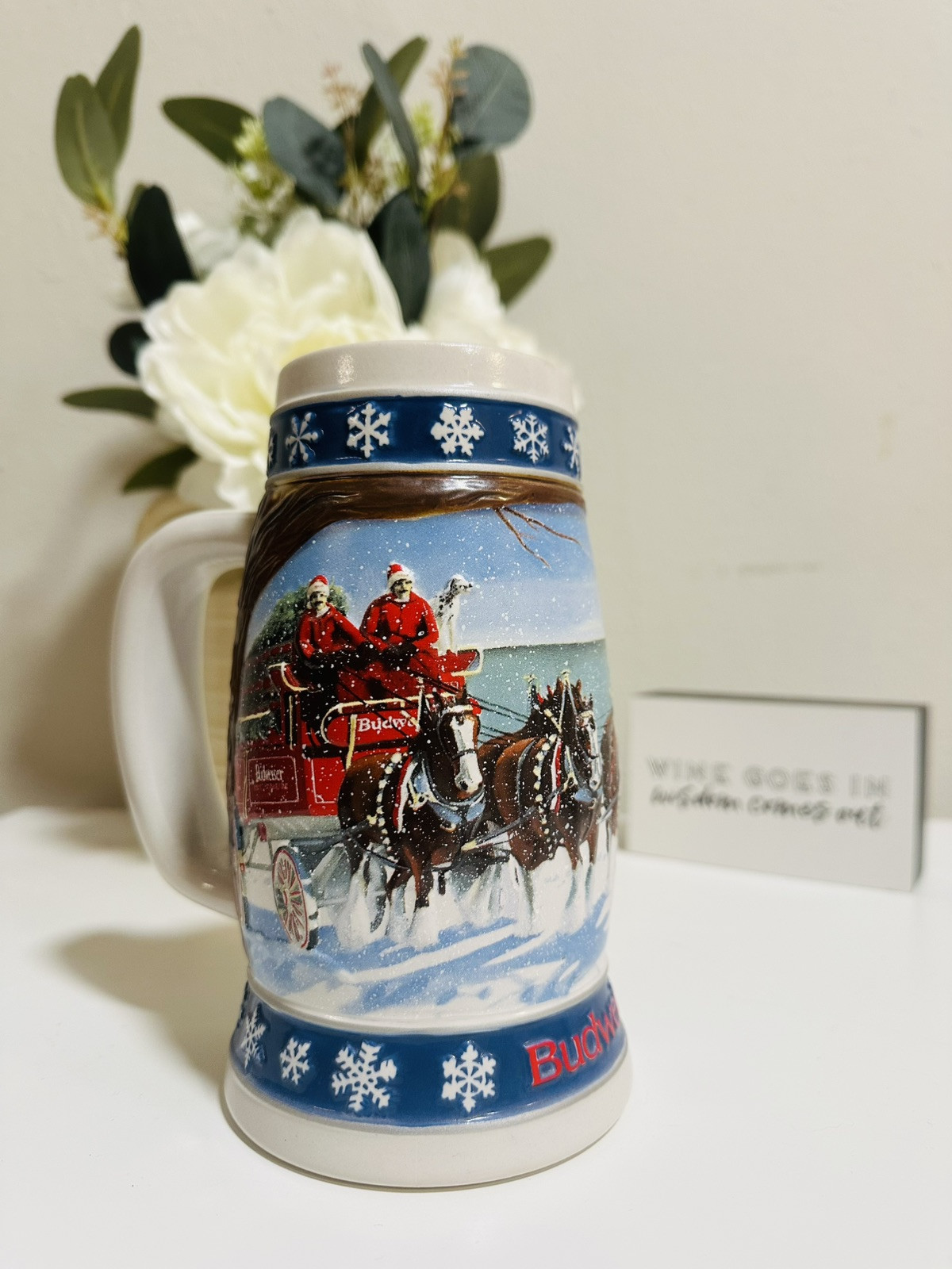 Budweiser Holiday Beer Stein Mug 1995 Lighting The Way Home | Decor Drinkware