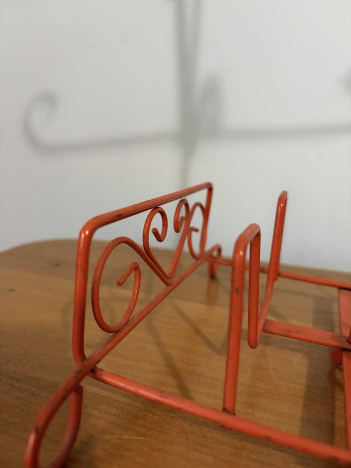 Vintage 70s Metal Mug Tree Holder JAPAN MCM Mid Century Modern Orange Heart Bar