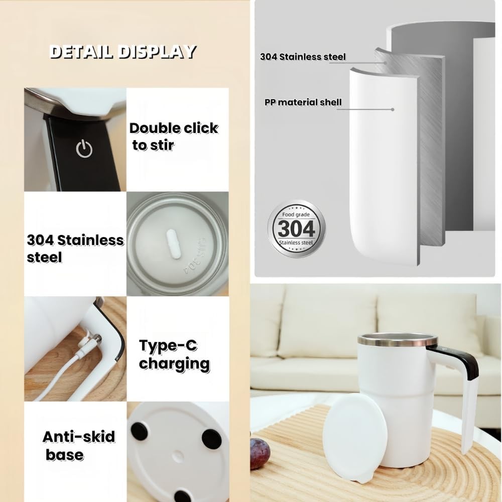 Automatic Magnetic Electric Self Stirring Mug Cup Mixing Coffee Milk Tea Beer US