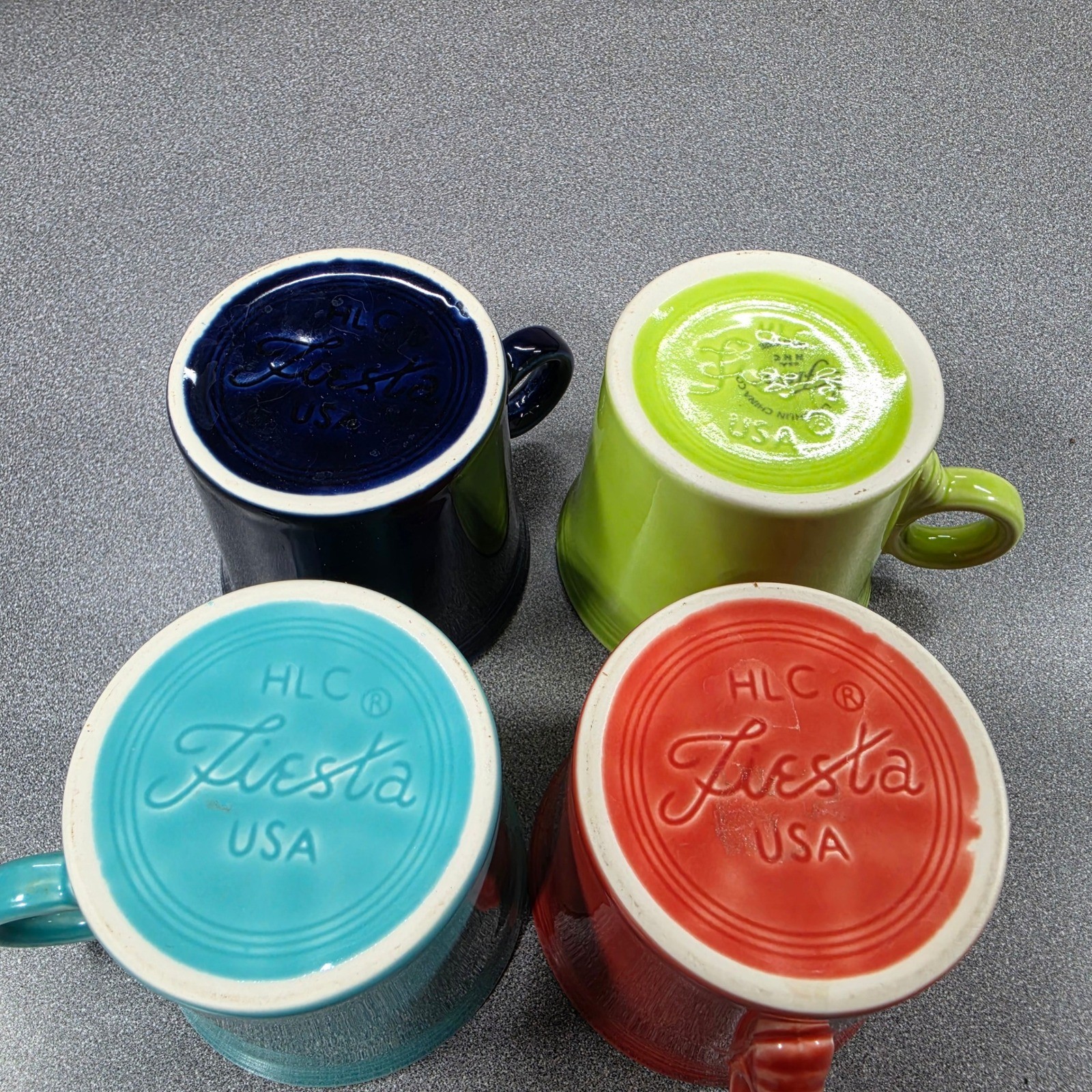 Early Vintage Fiesta Coffee Mugs Set of 4 Excellent Ring Handle Mugs