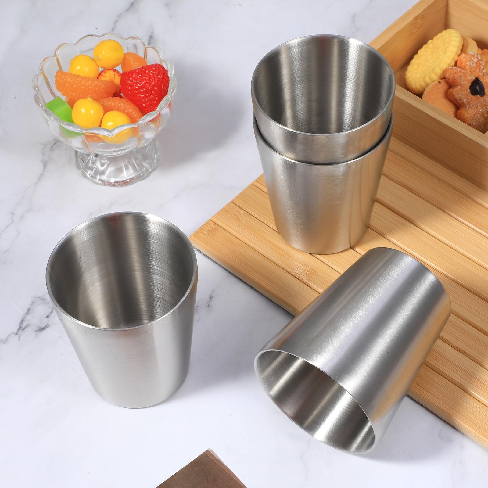 8 Pack 10 oz Stainless Steel Insulated Cups, Double Wall Vacuum Metal Tumbler…