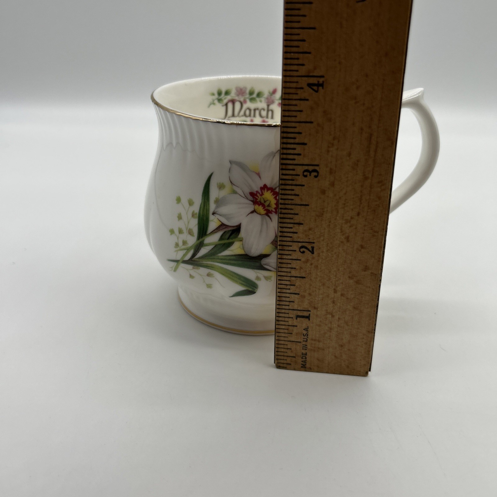 Vintage Monthly Flower March Fine Bone China Coffee Tea Mug Cup