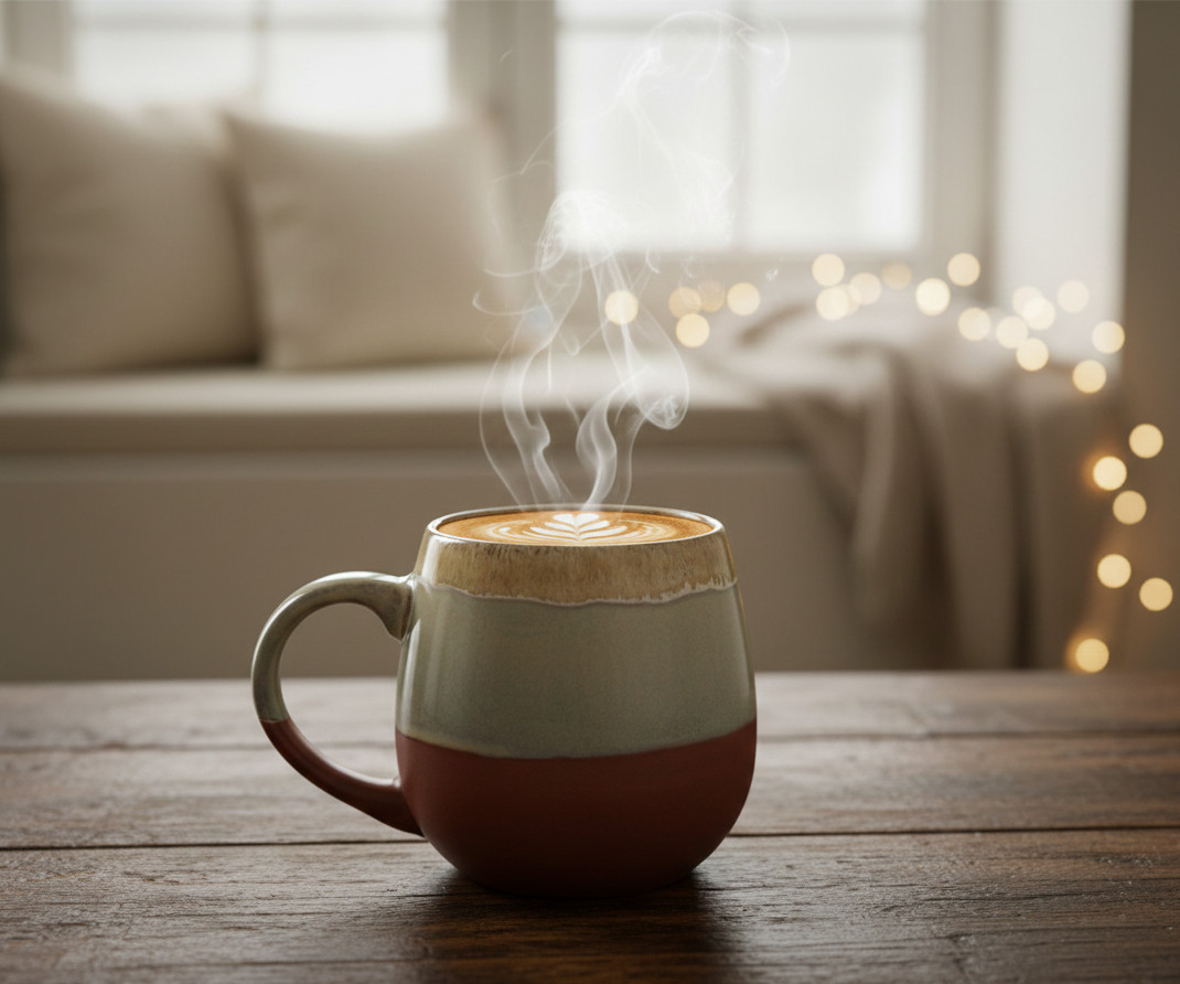 18oz Ceramic Belly Mugs | Rustic Three-Tone Design | Coffee & Tea Gift