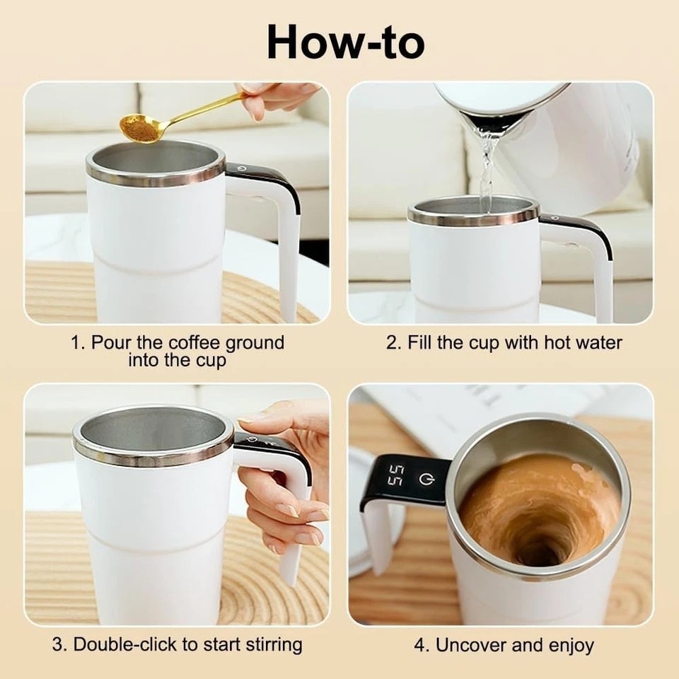 Automatic Magnetic Electric Self Stirring Mug Cup Mixing Coffee Milk Tea Beer