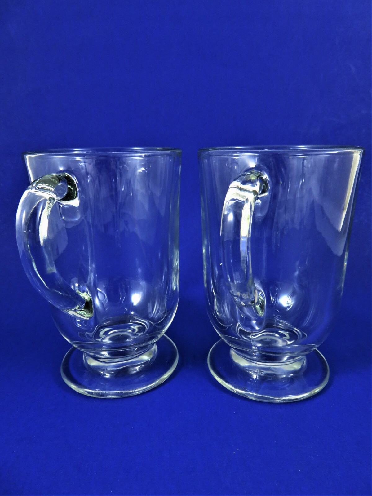 Libbey Clear Glass Irish Coffee Mugs Pair 8 Ounce Footed 5 Inches High
