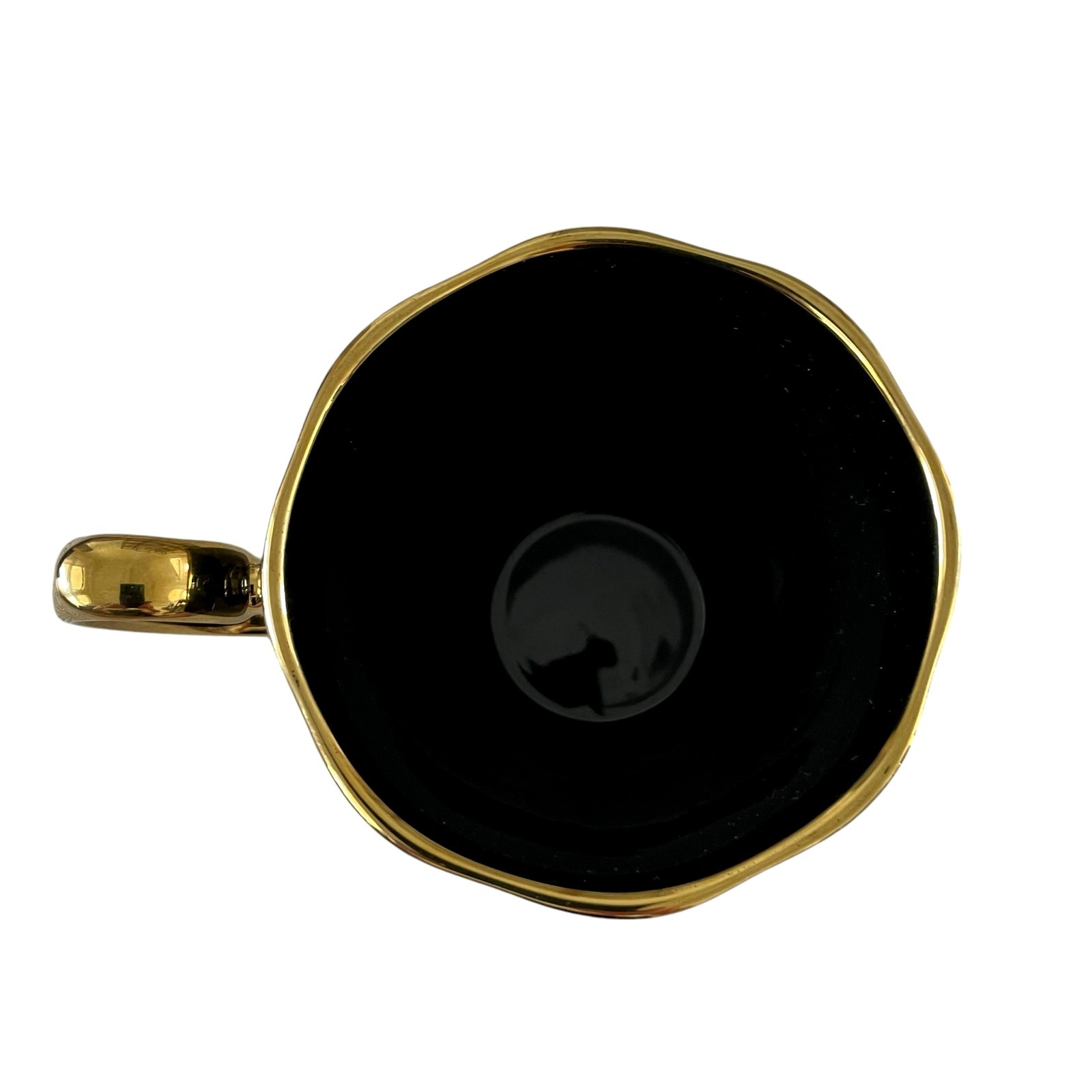 Grace Teaware Fine Porcelain Black & Gold Coffee Mugs Tea Cup Set of 2 NEW