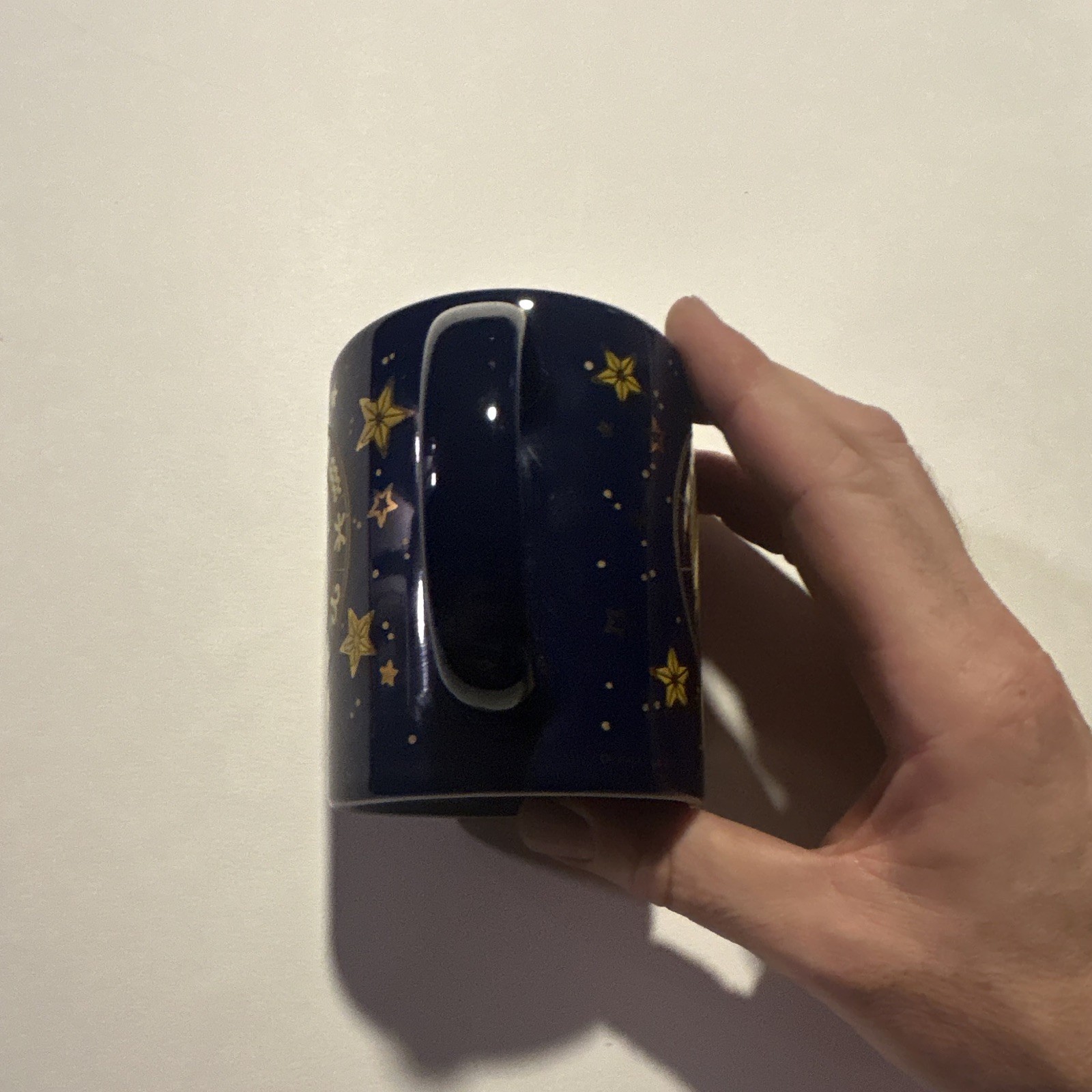 Blue Ceramic Coffee Mug Gold Stars Crescent Moon 10 fl oz 1994 J.I.T.