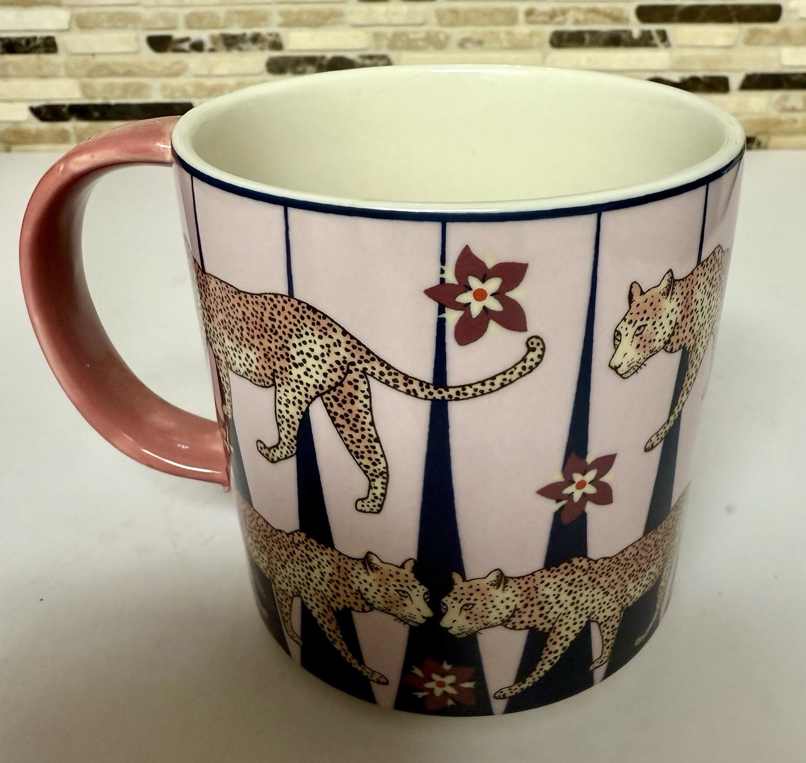 Anthropologie Leopards Maeve Mug Animals Nature Handpainted