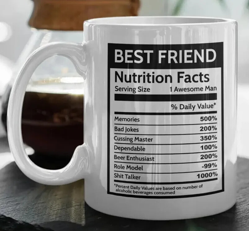 Best Friend Nutrition Facts Coffee Mug Gift Cup For Coworker From Work Bestie