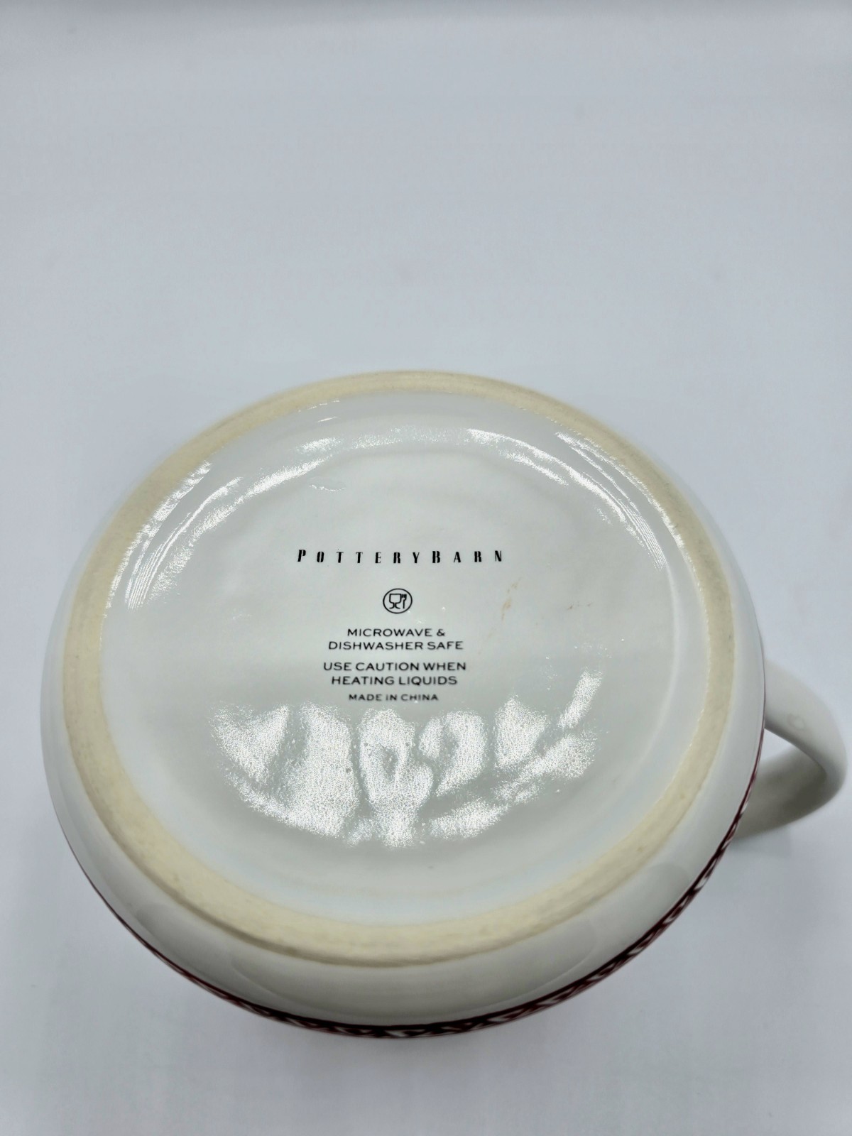 Pottery Barn Holiday Nordic Ceramic Coffee Mugs 16 fl oz White/Red Set of 2