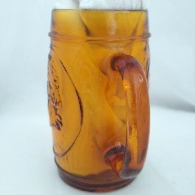 Amber Glass George Washington Mount Vernon Mug – Pressed Glass Souvenir Cup, 5″