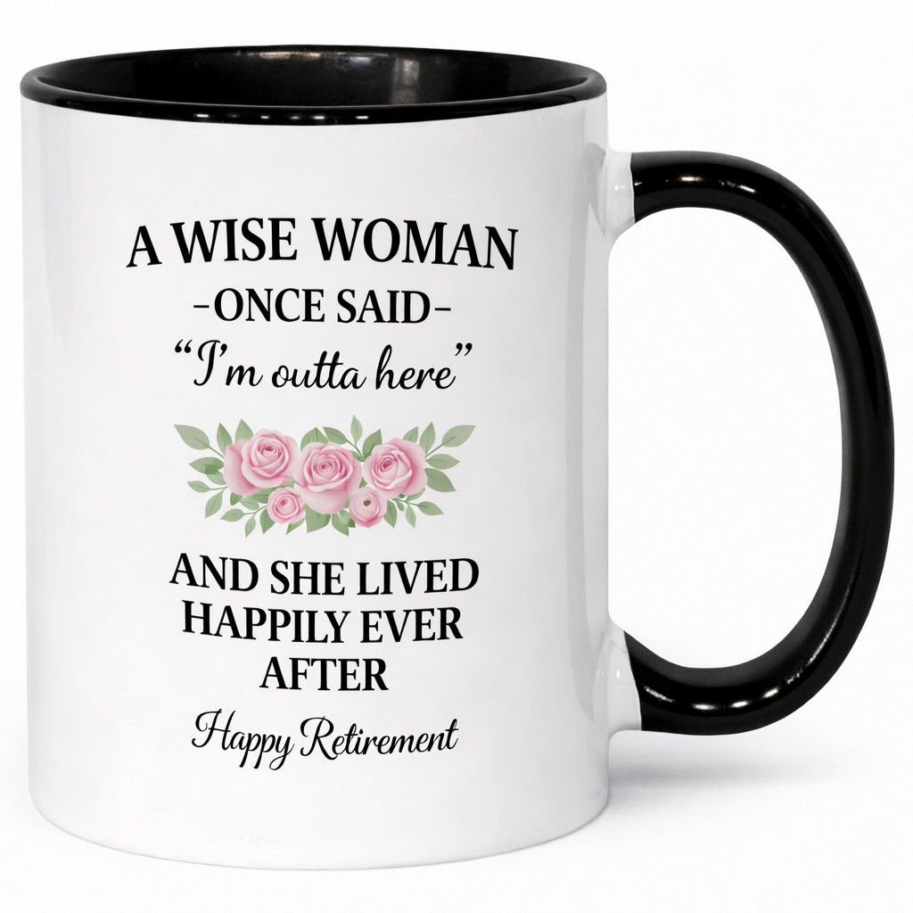 Funny Retirement Coffee Mug for Women | Happy Retirement Gift | Floral Ceramic M