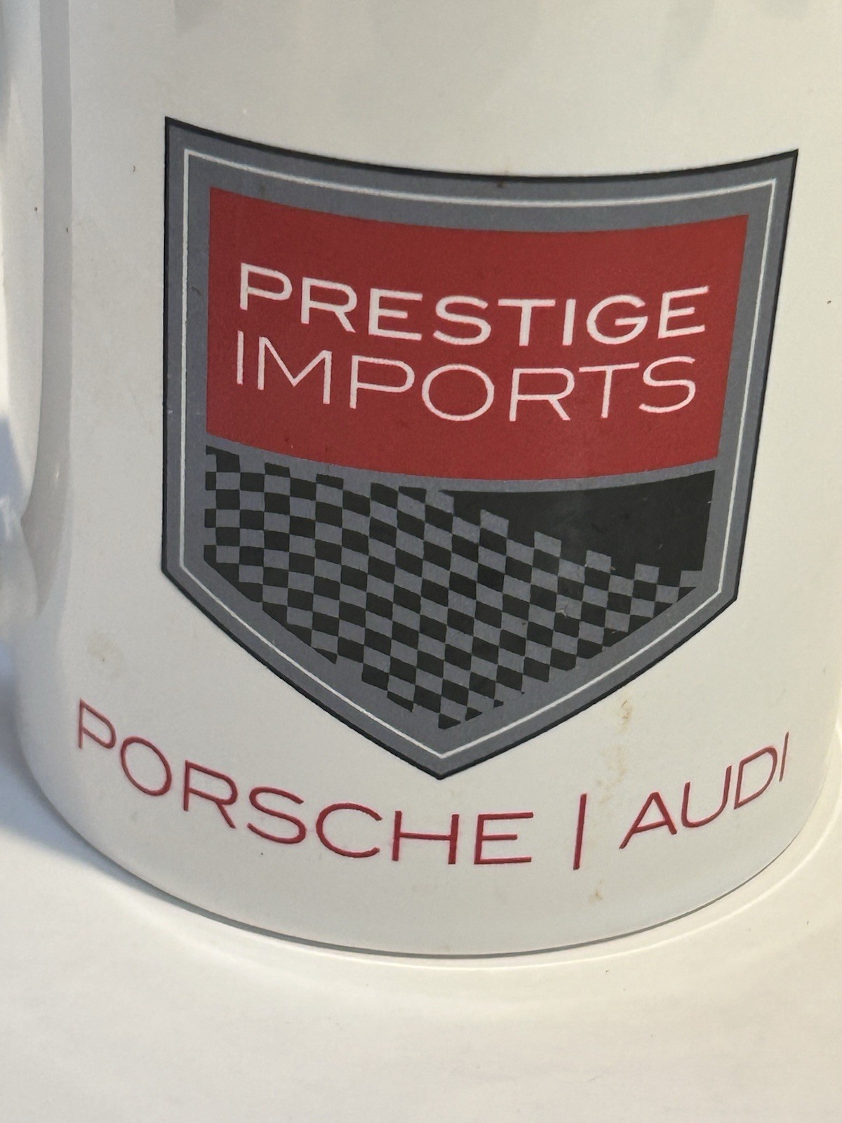 PORSCHE CREST AUDI COFFEE MUG CUP TEA PRESTIGE IMPORTS 2 SIDED