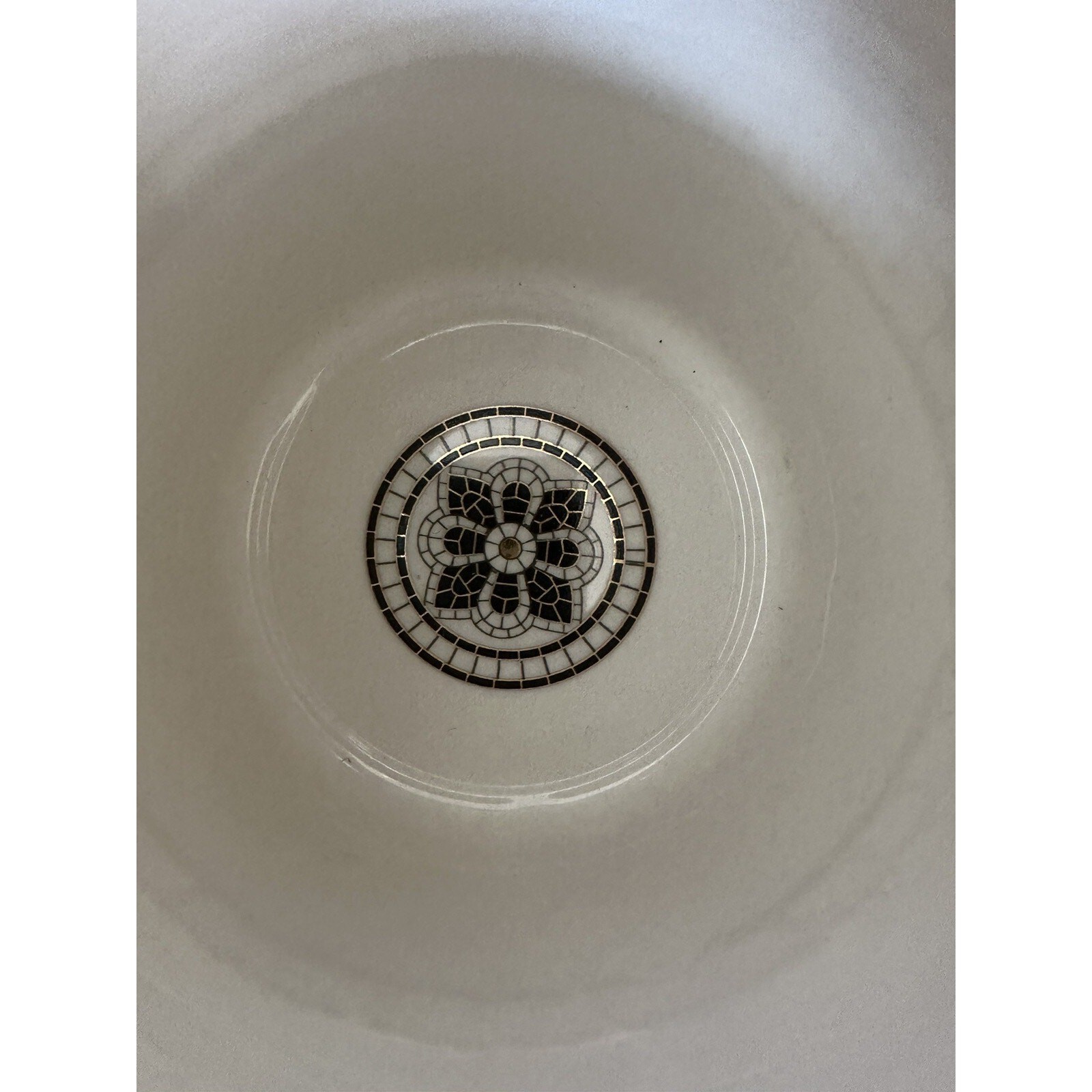 Anthropologie Victory Coffee Mug Bistro Margot Monogram Tile Metallic Cup V