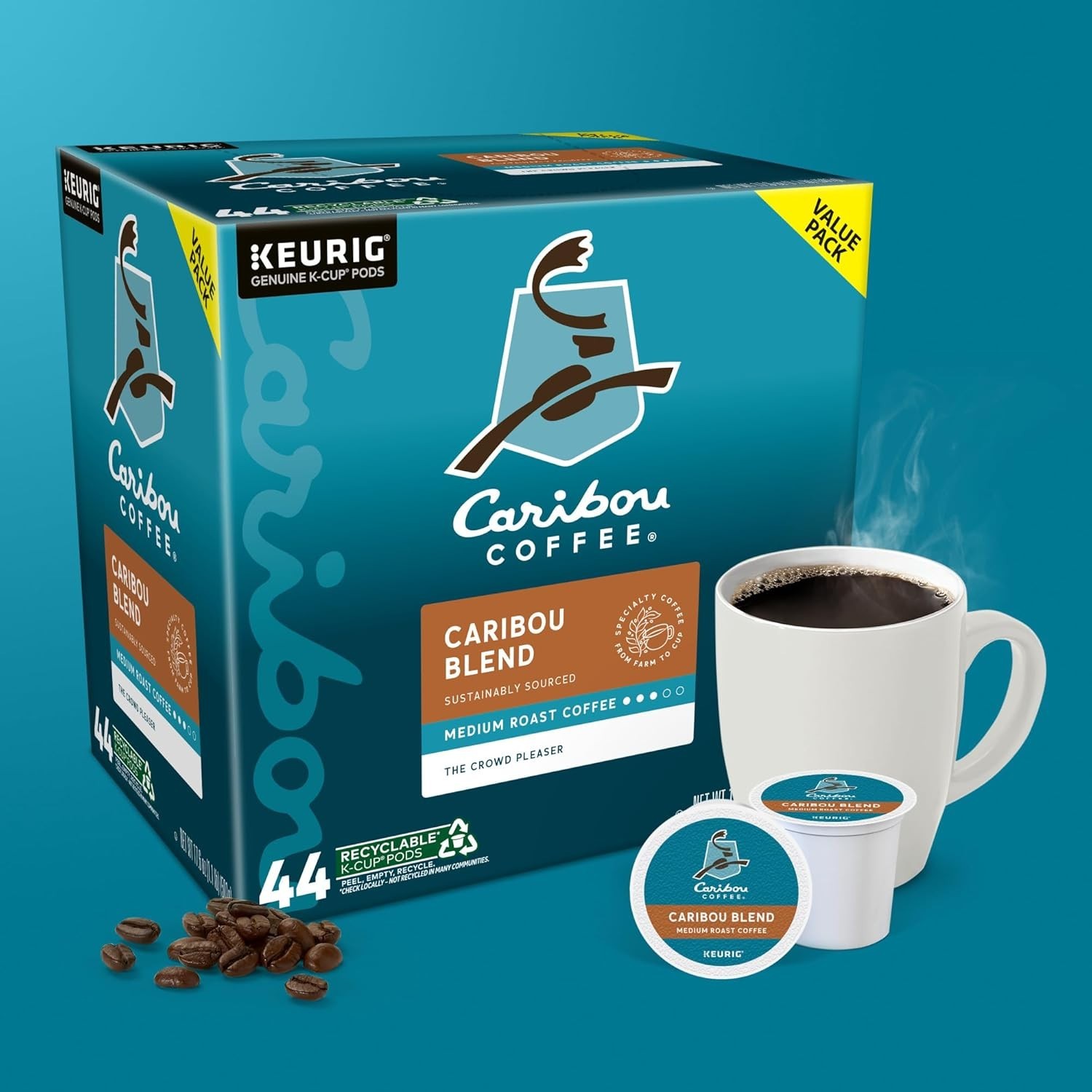 Caribou Blend Coffee K-Cup Pods, Medium Roast, 42 count – HOT & NEW!!!