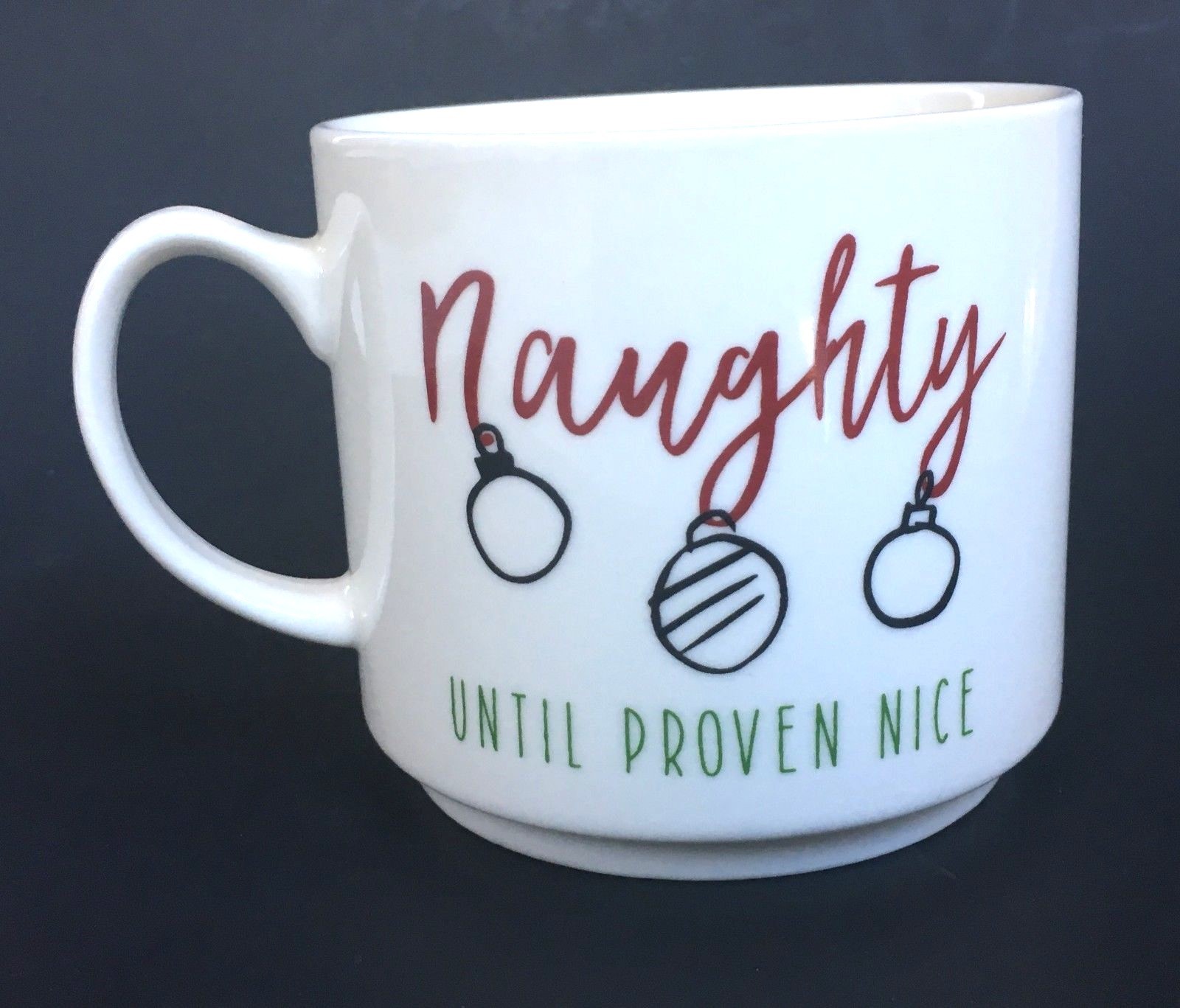 Christmas Mug SET of 2 Naughty Nice Pfaltzgraff Holiday 16oz Coffee Cup NIB New