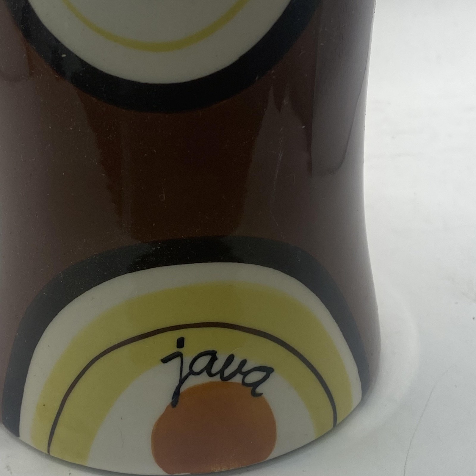 HUESNBREWS Brown Circles Coffee Mug Cup Stoneware Mocha Latte Java Espresso