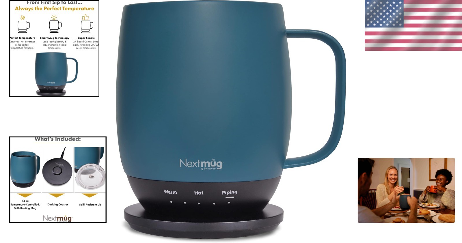 Elegant Slate Blue Temperature-Controlled Coffee Mug – Hot Drinks Anywhere