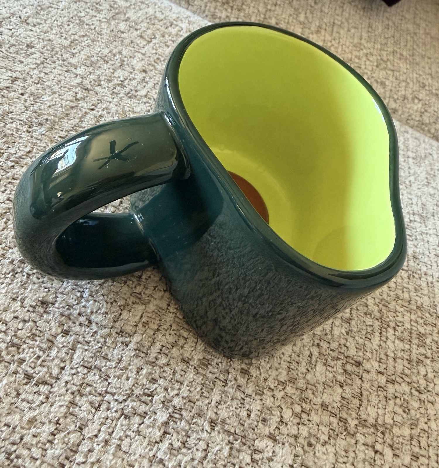 Green & Yellow Figural Decorated Ceramic Coffee Mug, 12 fl oz Contemporary