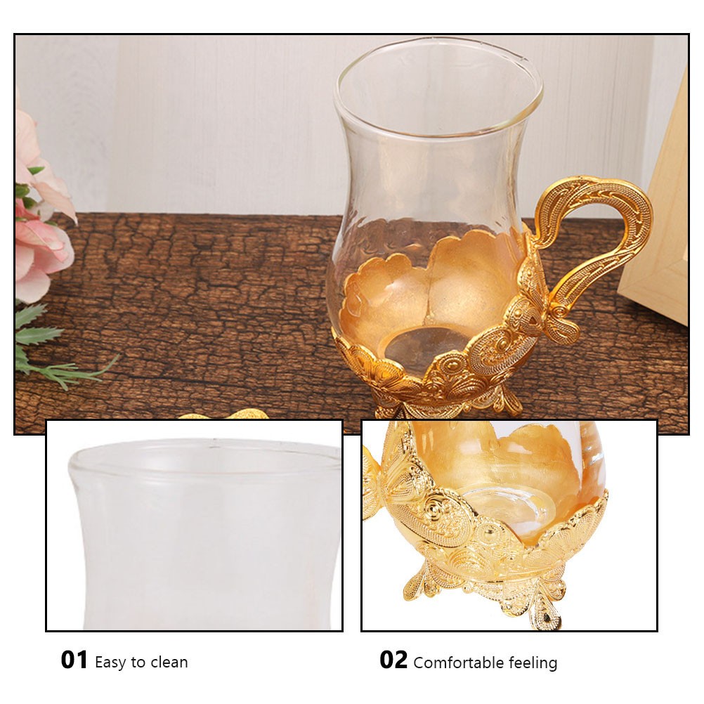 1Set Glass Coffee Cup with Decorative Handle Coffee Mug Glass Tea Cup Saucer Set