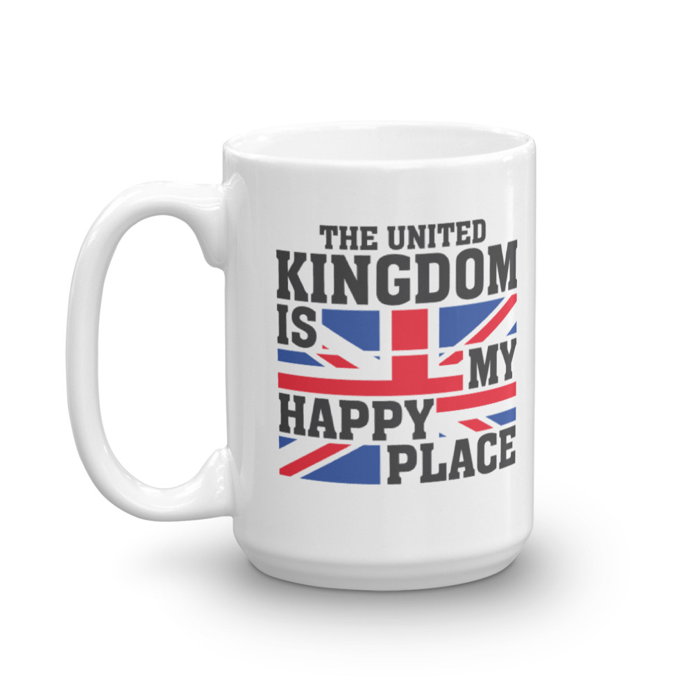 The United Kingdom Is My Happy Place UK Flag Print Coffee & Tea Gift Mug