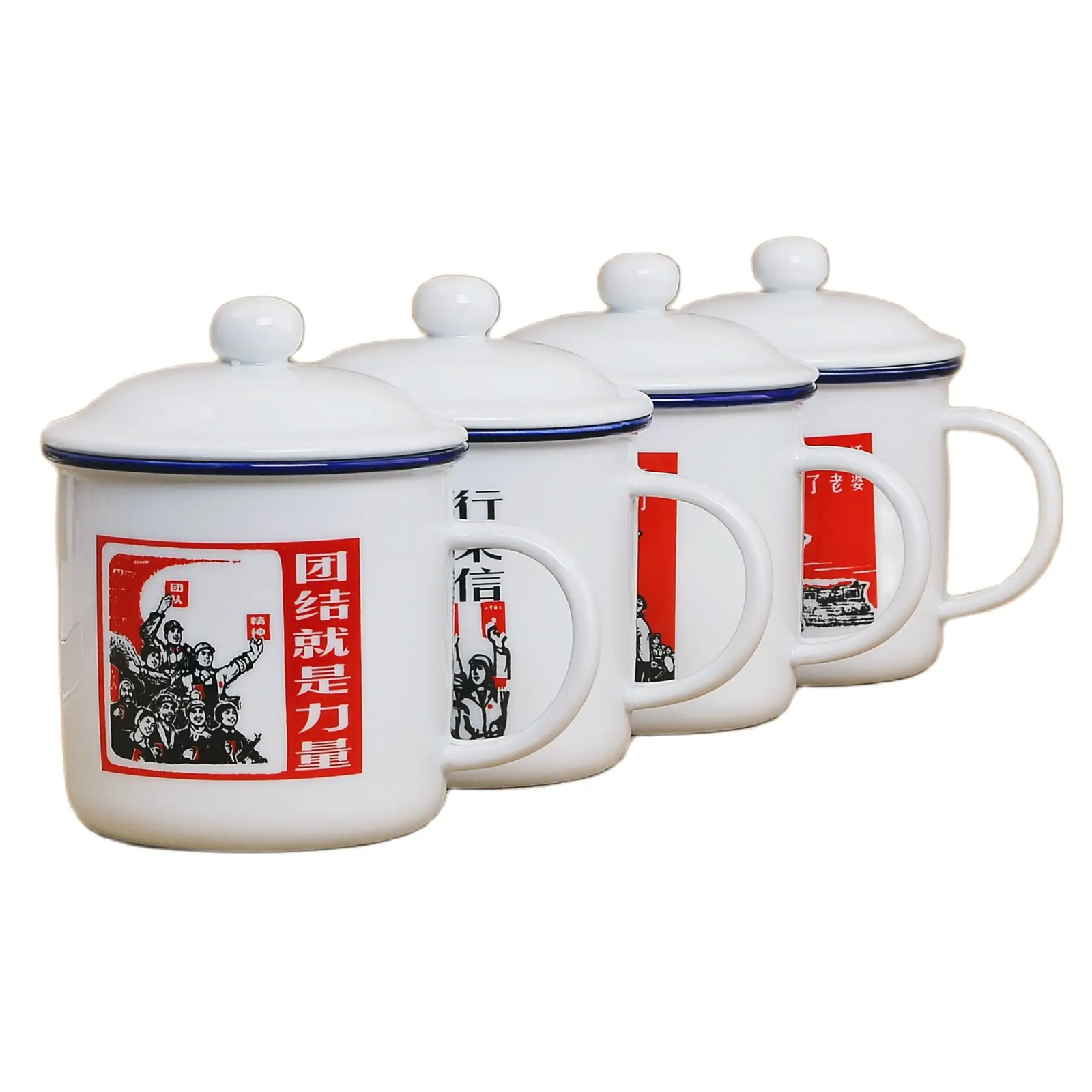450m Ceramic Cup + Lid China Mao Zedong Retro Drinking Glass Tea Pot Enamel Mug