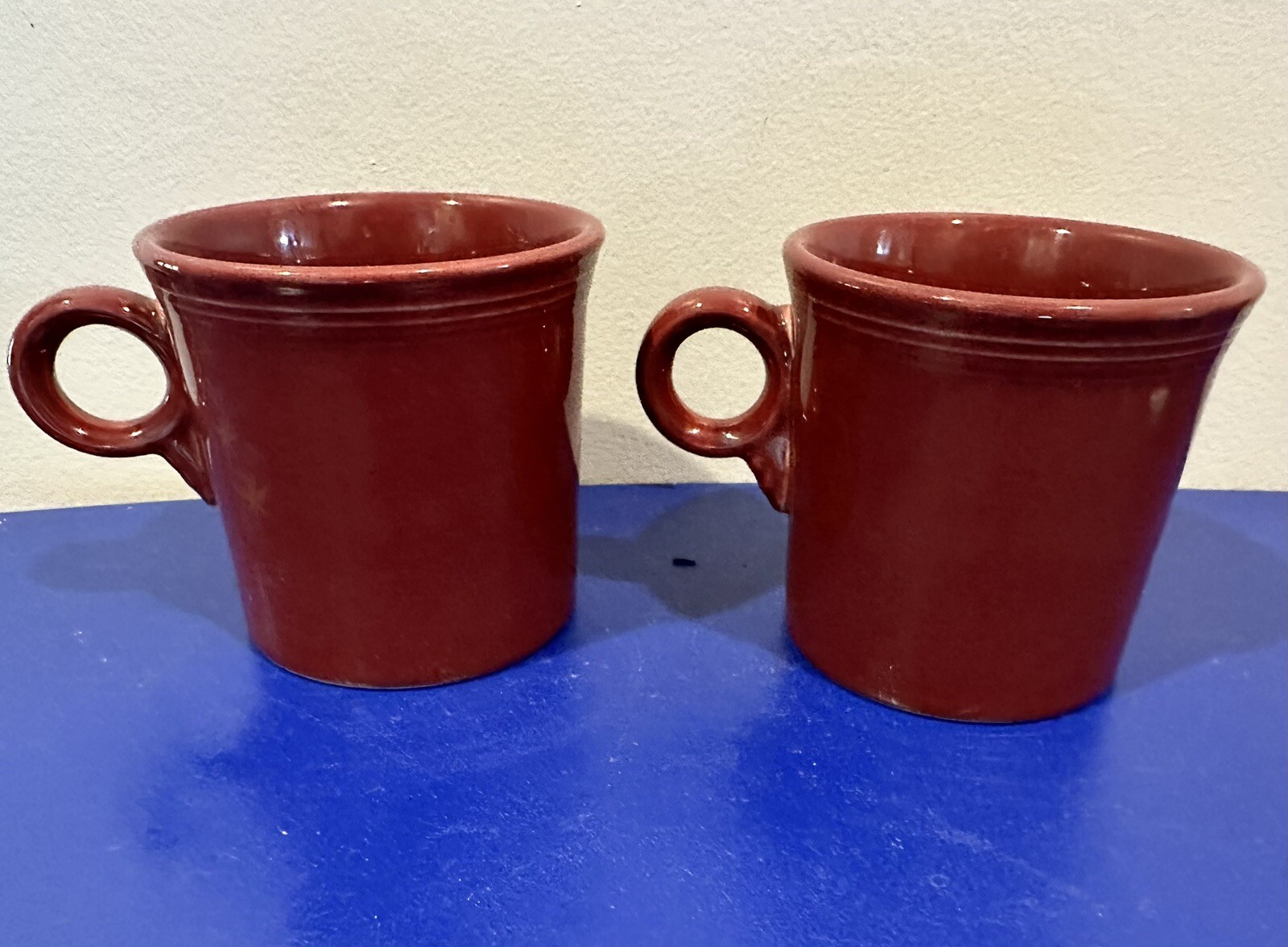 2 Homer Laughlin Cinnabar Fiesta Fiestaware 12 Oz. Coffee Mug Cup Ring Handle