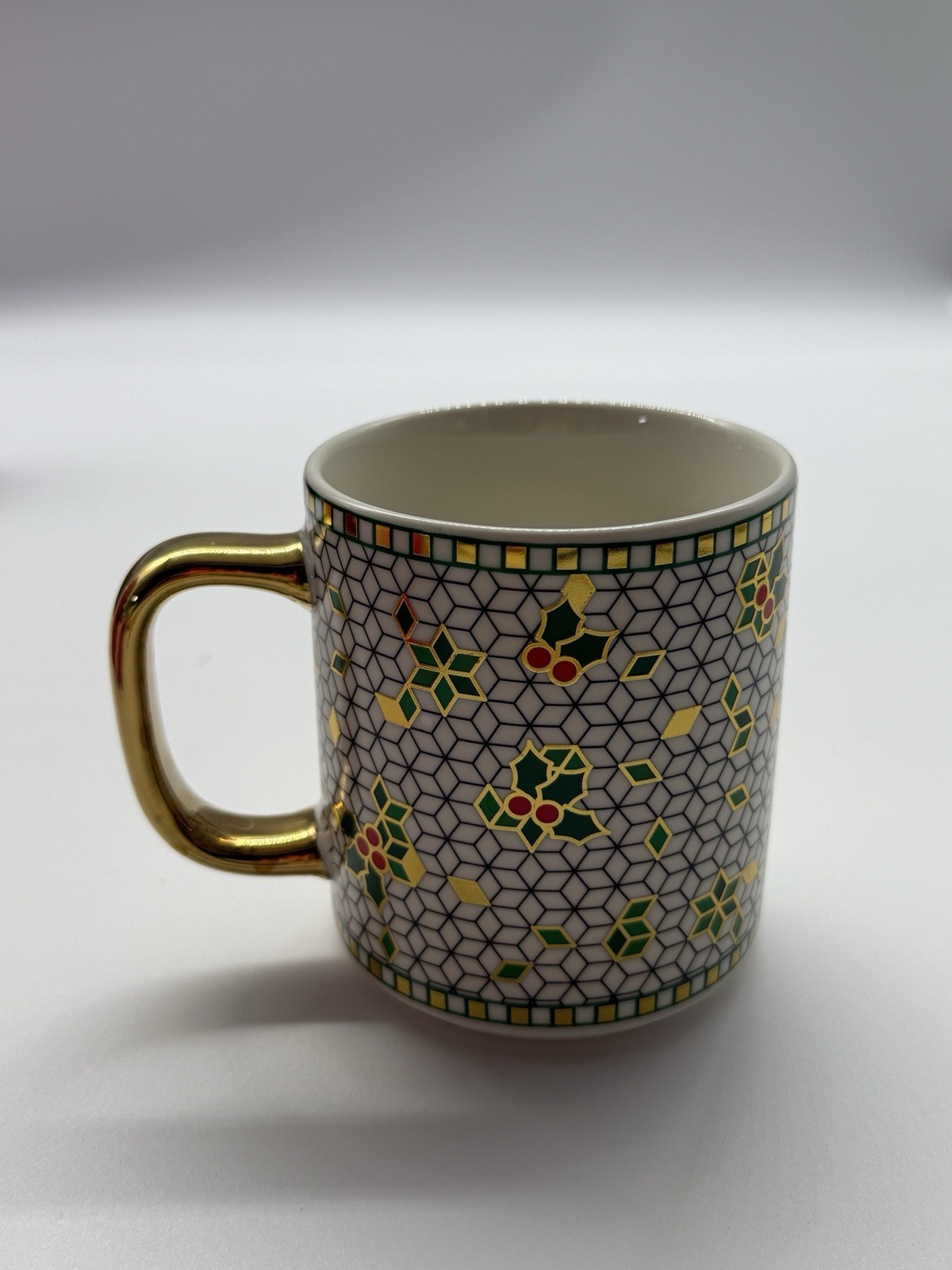 Anthropologie Mug Festive Bistro Tile Letter “K” Monogram Initial