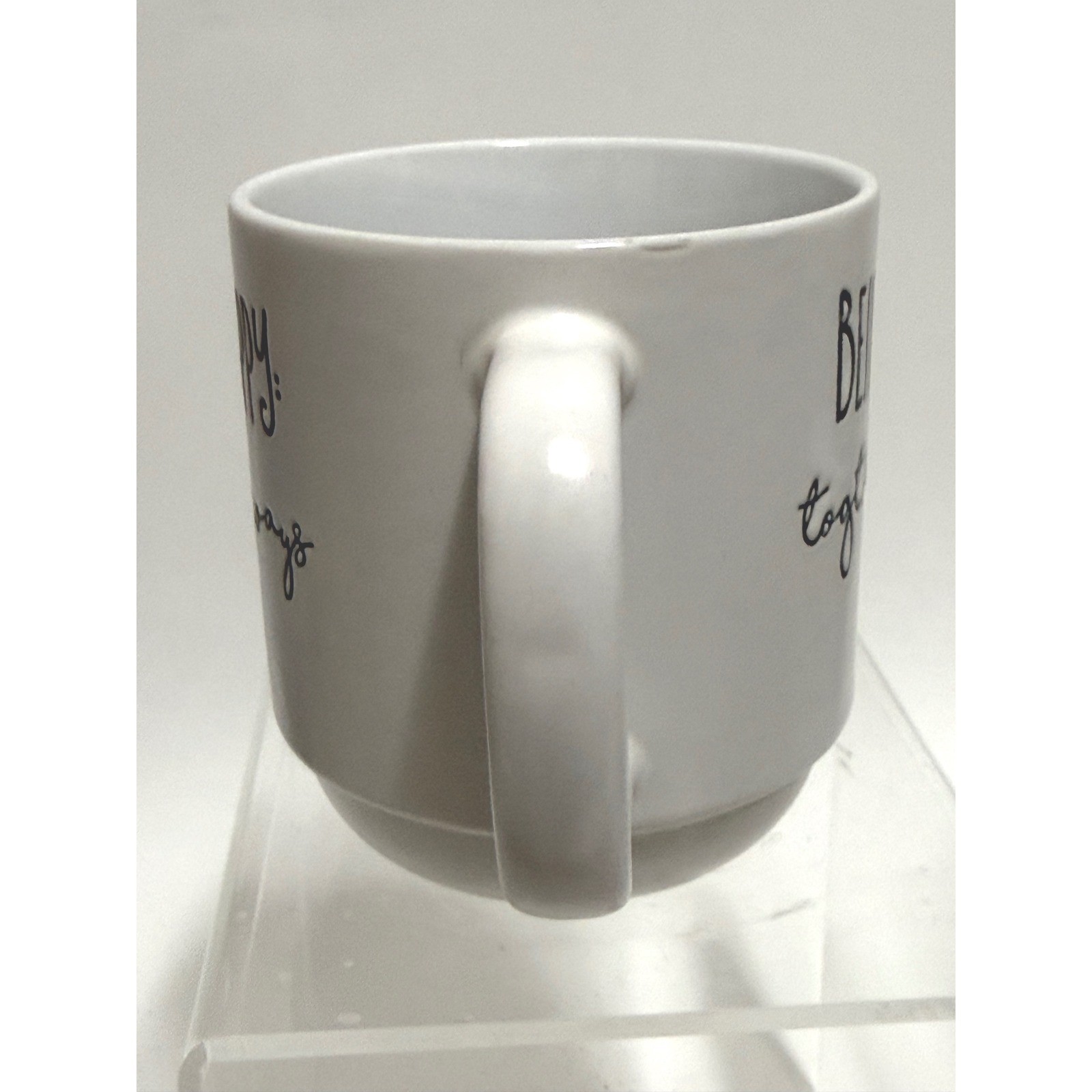 Belle Maison Being Happy Together Always White Ceramic Coffee Mug 3.5in