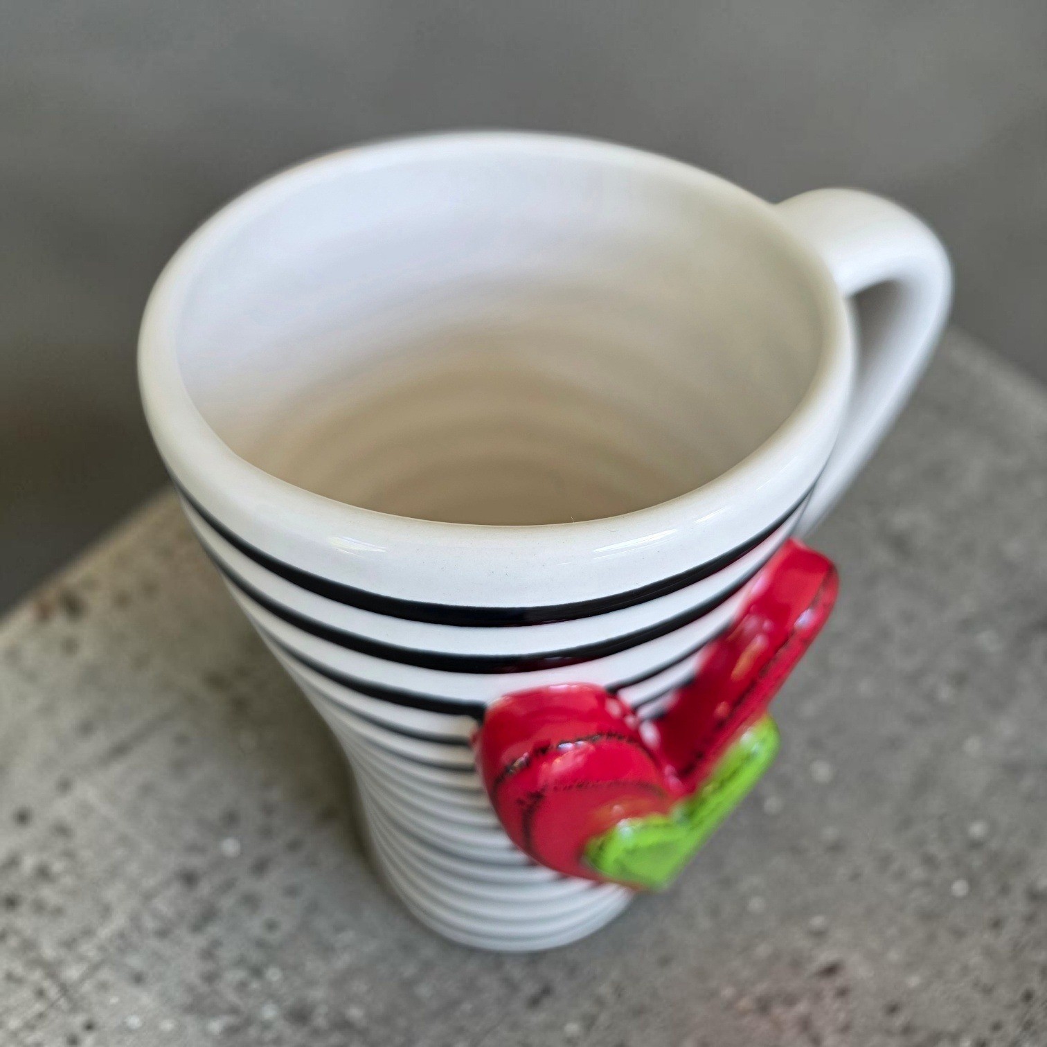 Heartful Home Tracy Pesche DEMDACO Mug Striped Ceramic 3D Heart Coffee Cup