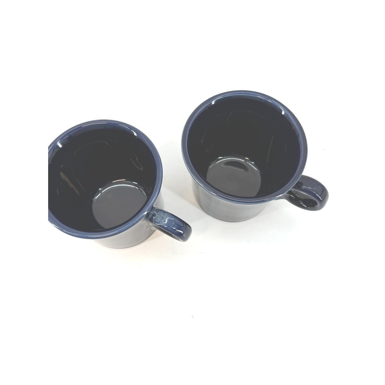 Fiesta Coffee Mugs Set of 2 Cobalt Blue Ring Handle Ceramic 8oz Regular Size
