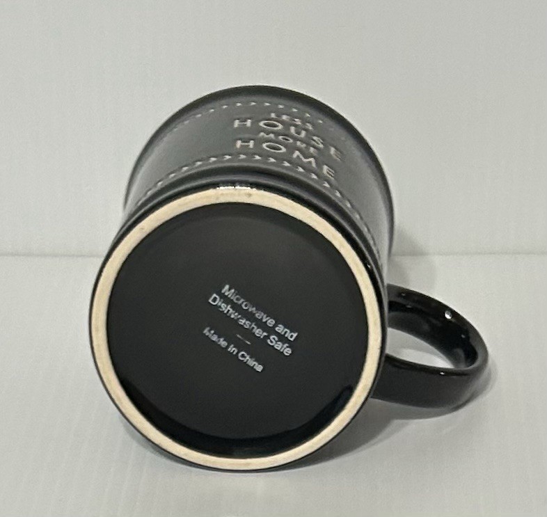 “LESS HOUSE MORE HOME” Black & White Speckled Ceramic Mug 16oz