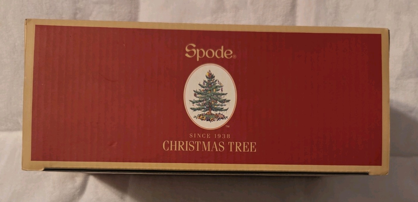 Spode Christmas Tree Tartan Ceramic Mug & Coaster Set with Tin Box, 5-Piece Set